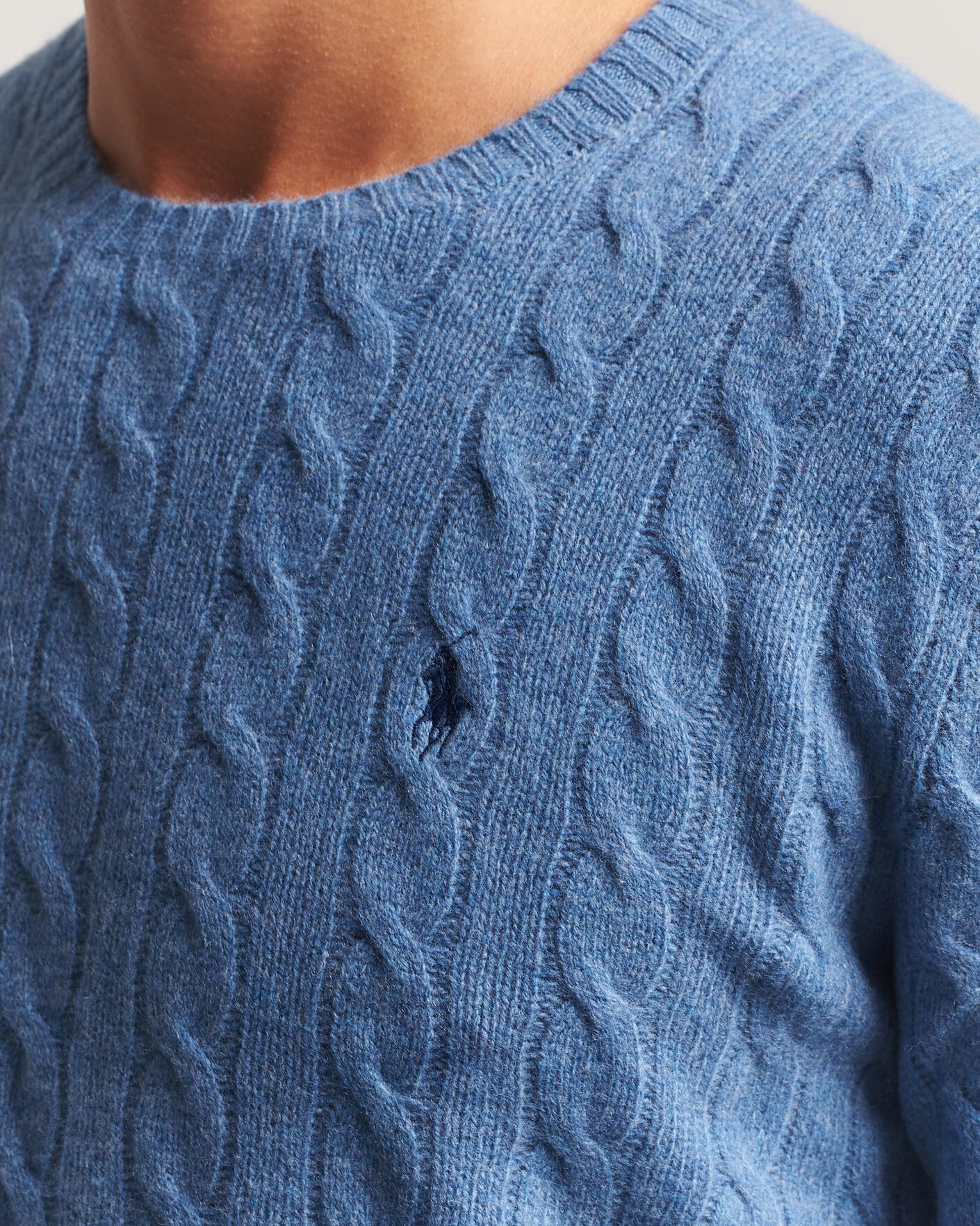 Uomini | Maglieria | Polo Ralph Lauren | Wool/Cashmere Cable Crew Neck Blue Borage Heather