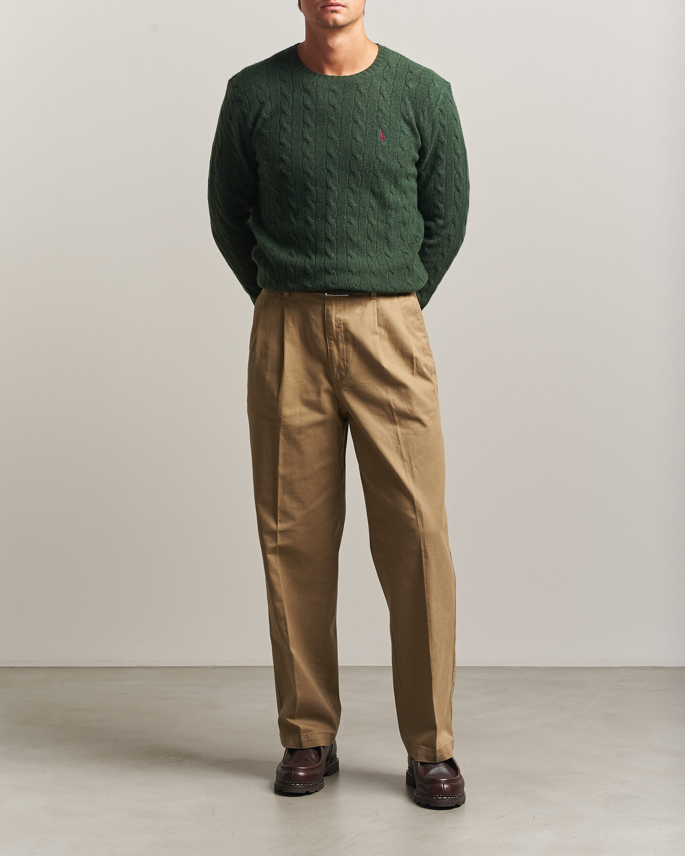 Uomini | Maglieria | Polo Ralph Lauren | Wool/Cashmere Cable Crew Neck Lodgepole Pine Heather