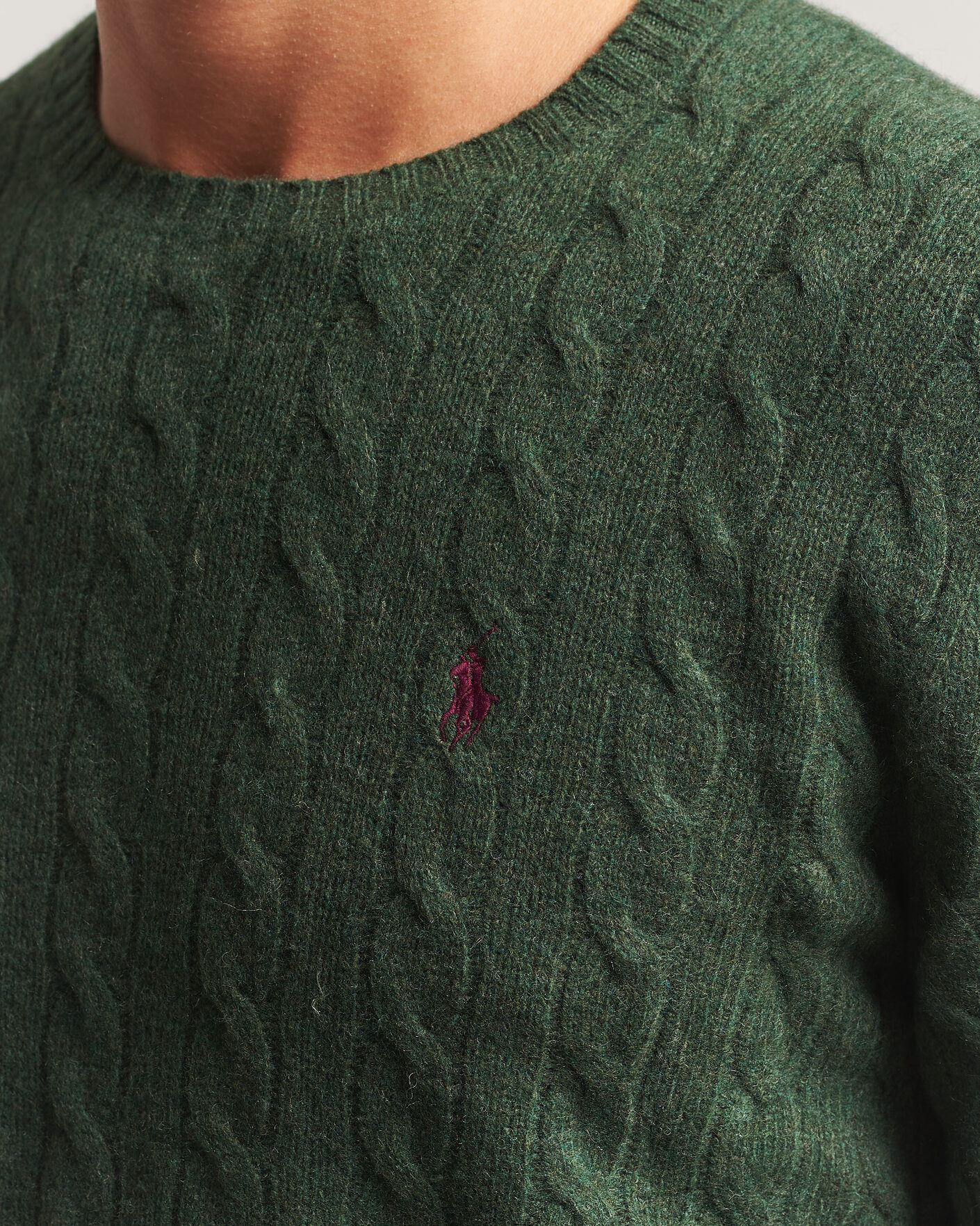 Uomini | Maglieria | Polo Ralph Lauren | Wool/Cashmere Cable Crew Neck Lodgepole Pine Heather