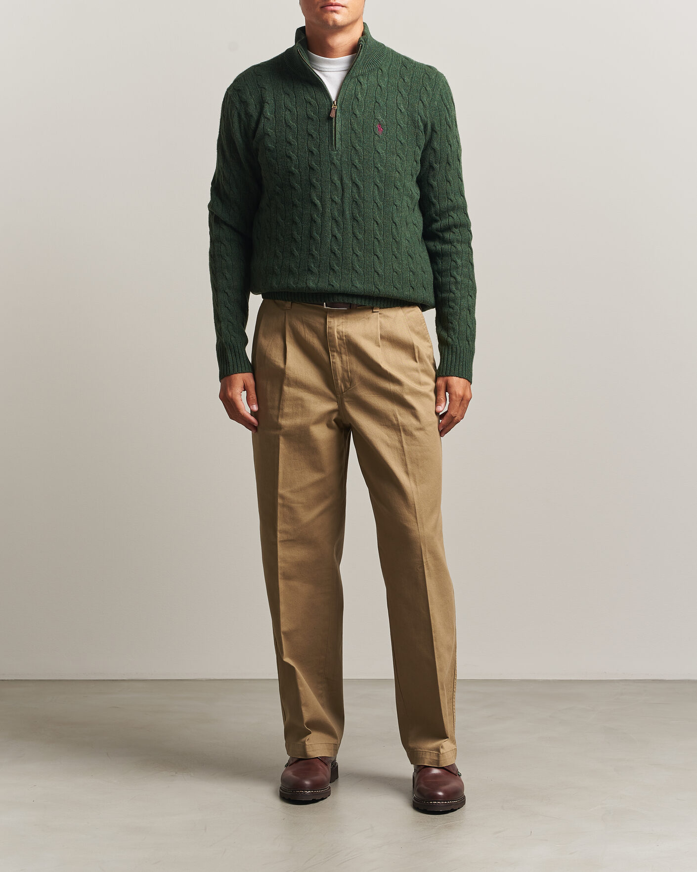 Uomini | Maglieria | Polo Ralph Lauren | Wool/Cashmere Cable Half Zip Lodgepole Pine Heather