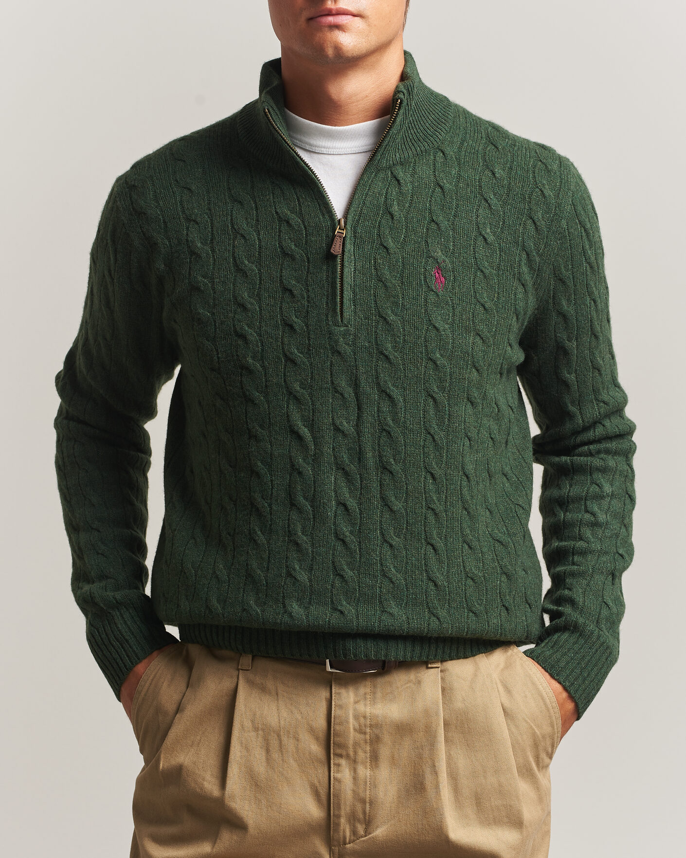 Uomini | Maglieria | Polo Ralph Lauren | Wool/Cashmere Cable Half Zip Lodgepole Pine Heather