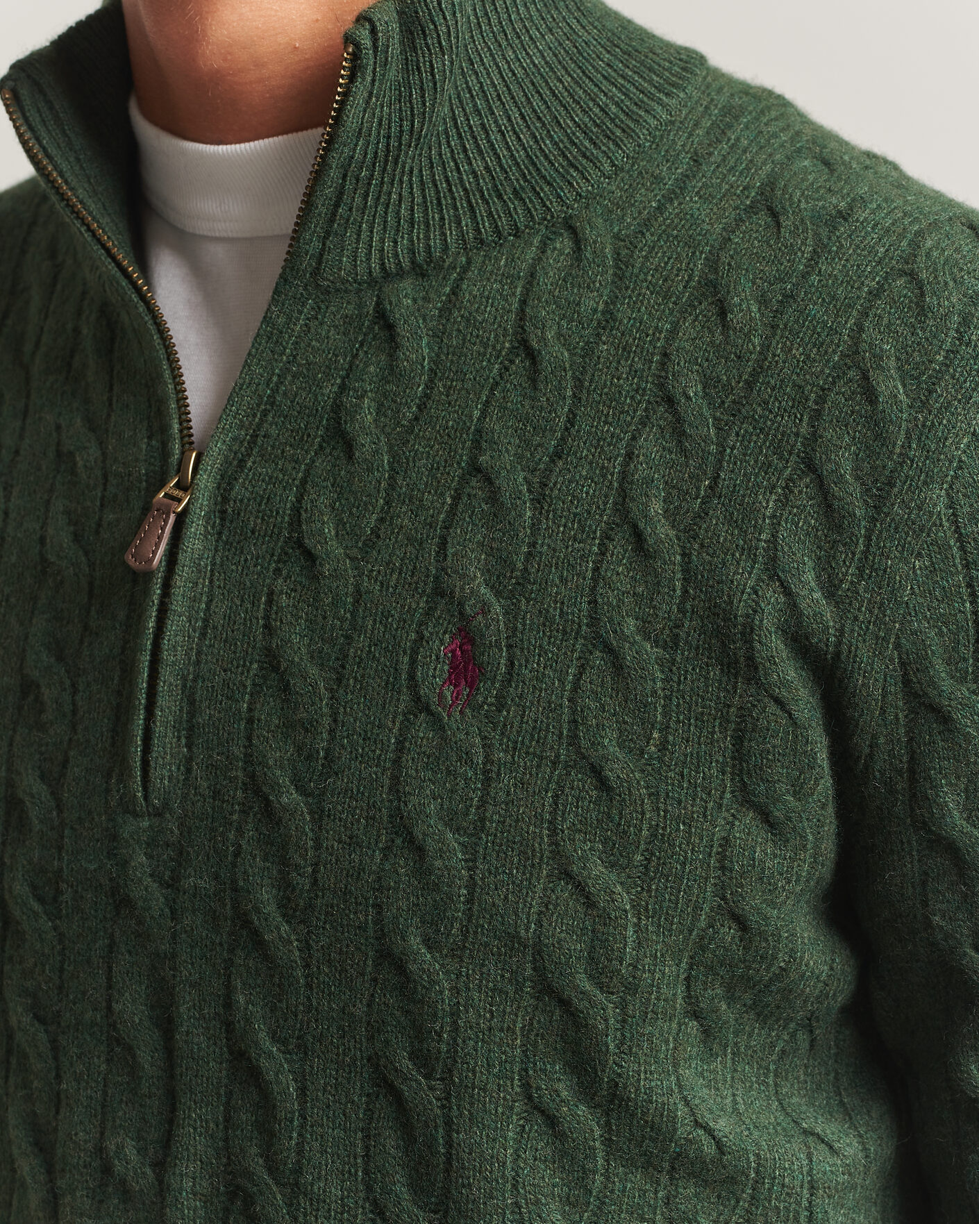 Uomini | Maglieria | Polo Ralph Lauren | Wool/Cashmere Cable Half Zip Lodgepole Pine Heather