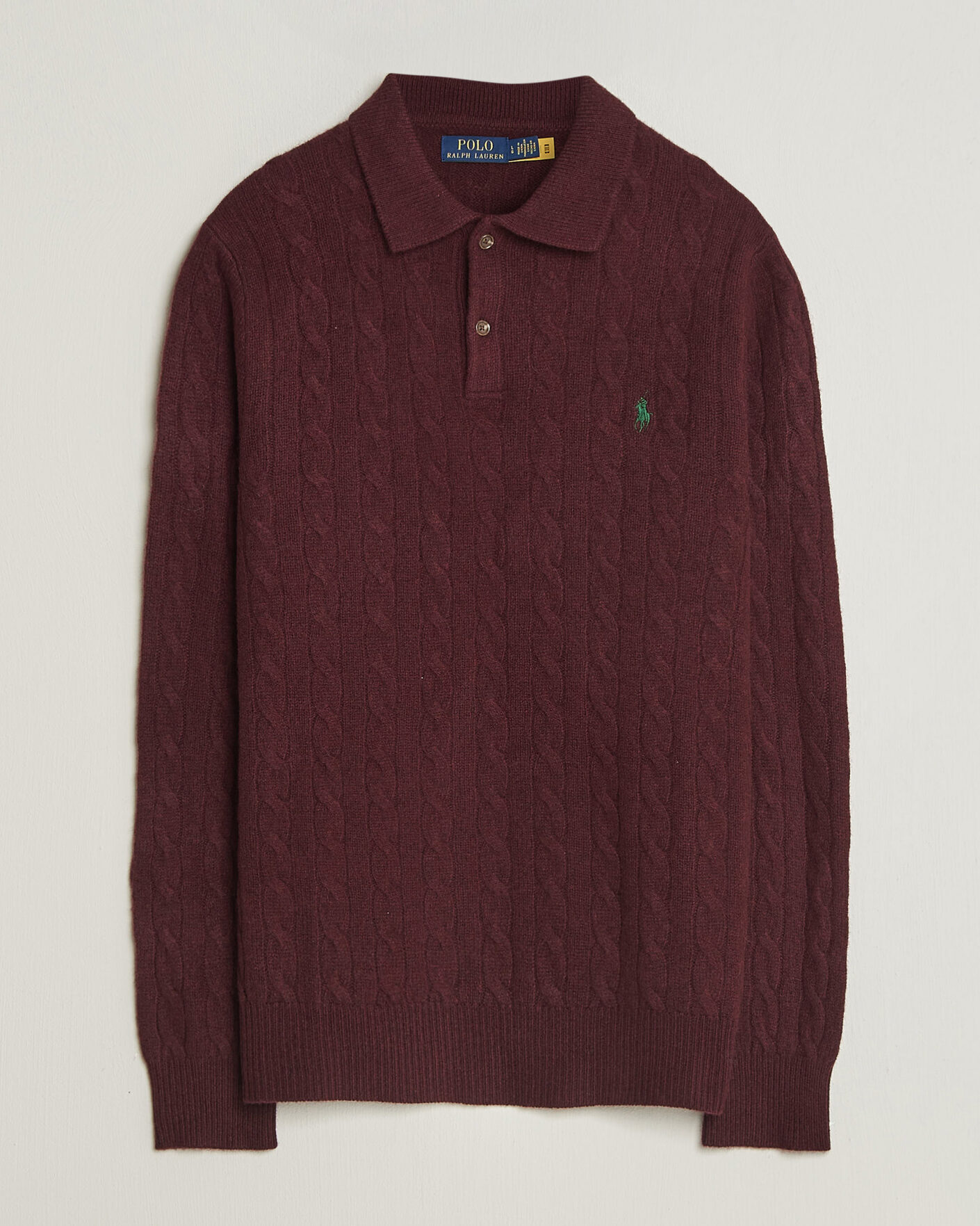 Uomini | Maglieria | Polo Ralph Lauren | Wool/Cashmere Cable Knit Polo Aged Wine Heather