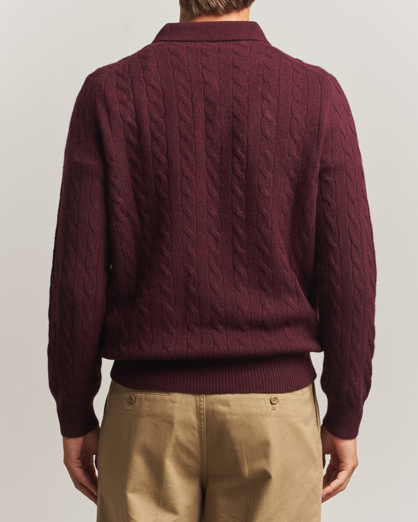 Uomini | Maglieria | Polo Ralph Lauren | Wool/Cashmere Cable Knit Polo Aged Wine Heather