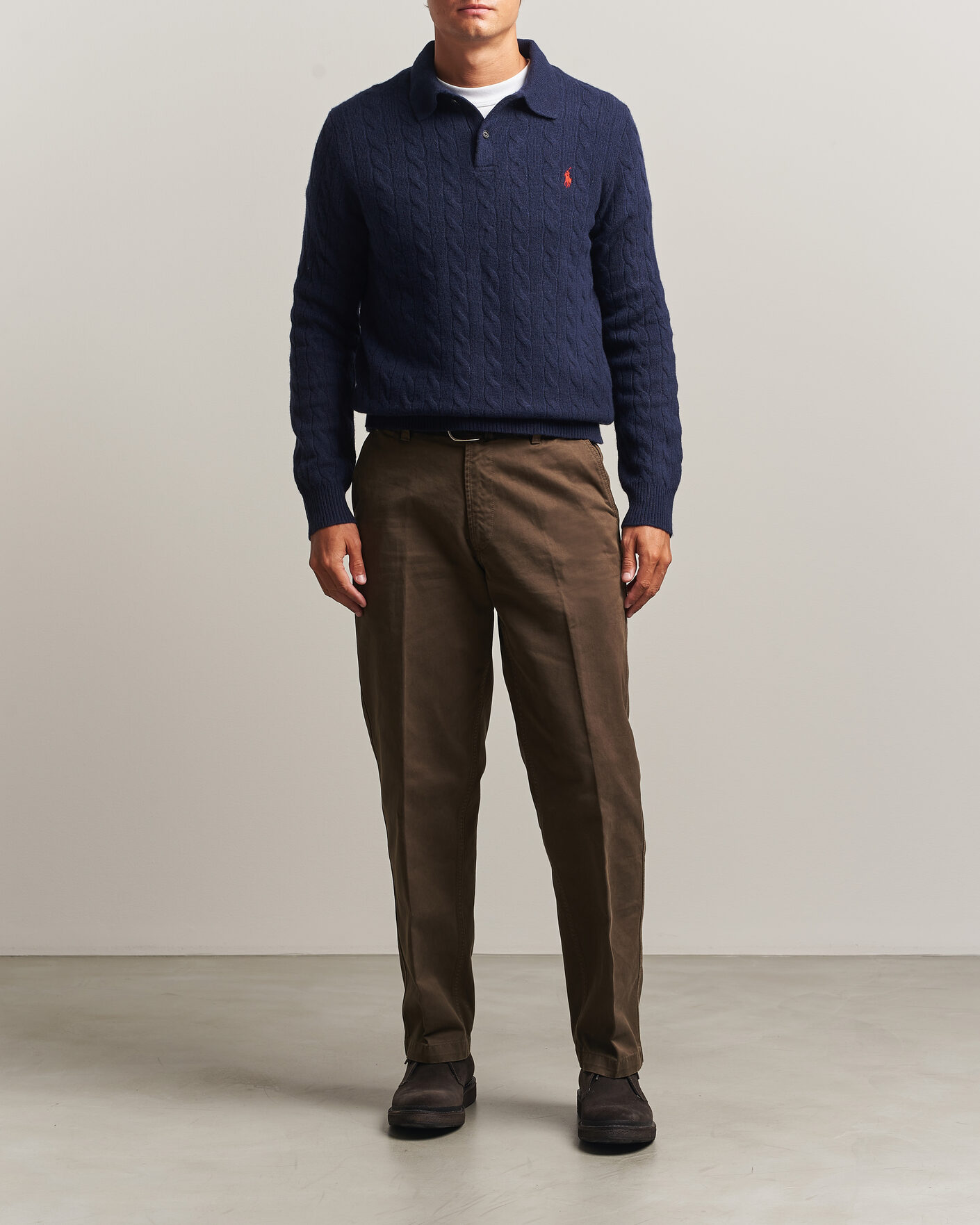 Uomini | Maglieria | Polo Ralph Lauren | Wool/Cashmere Cable Knit Polo Hunter Navy