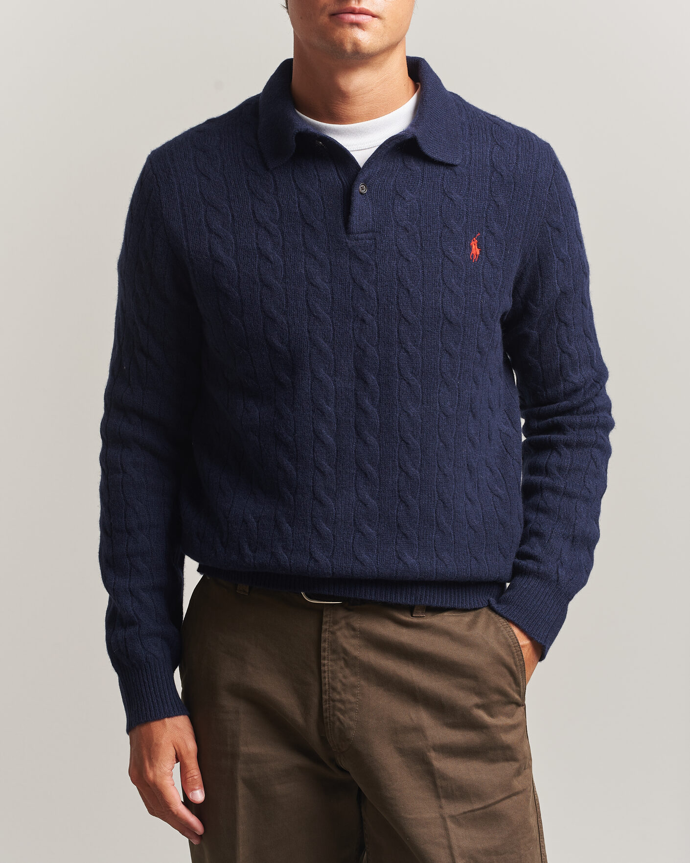 Uomini | Maglieria | Polo Ralph Lauren | Wool/Cashmere Cable Knit Polo Hunter Navy