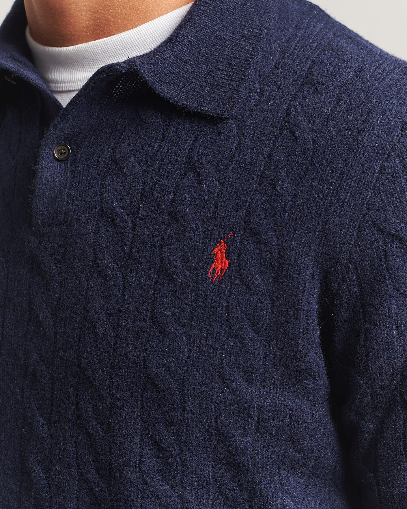 Uomini | Maglieria | Polo Ralph Lauren | Wool/Cashmere Cable Knit Polo Hunter Navy