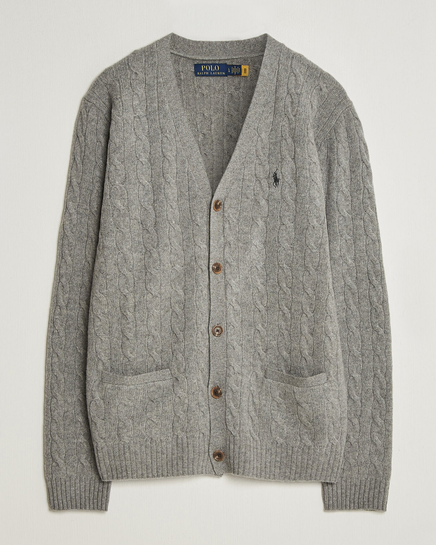 Uomini | Maglieria | Polo Ralph Lauren | Wool/Cashmere Cable Cardigan Fawn Grey Heather
