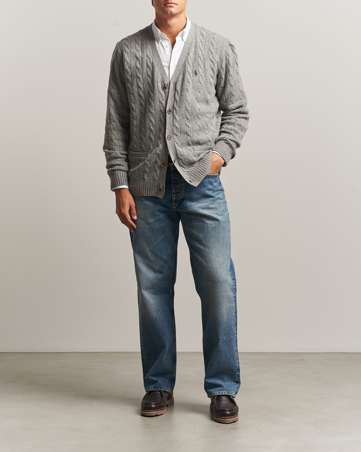 Uomini | Maglieria | Polo Ralph Lauren | Wool/Cashmere Cable Cardigan Fawn Grey Heather