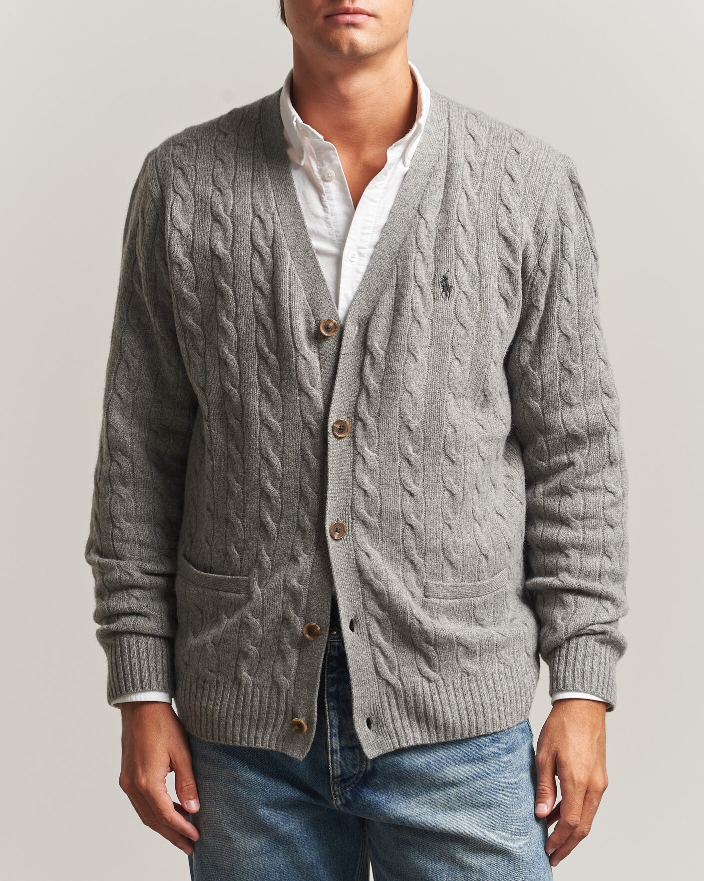 Uomini | Maglieria | Polo Ralph Lauren | Wool/Cashmere Cable Cardigan Fawn Grey Heather