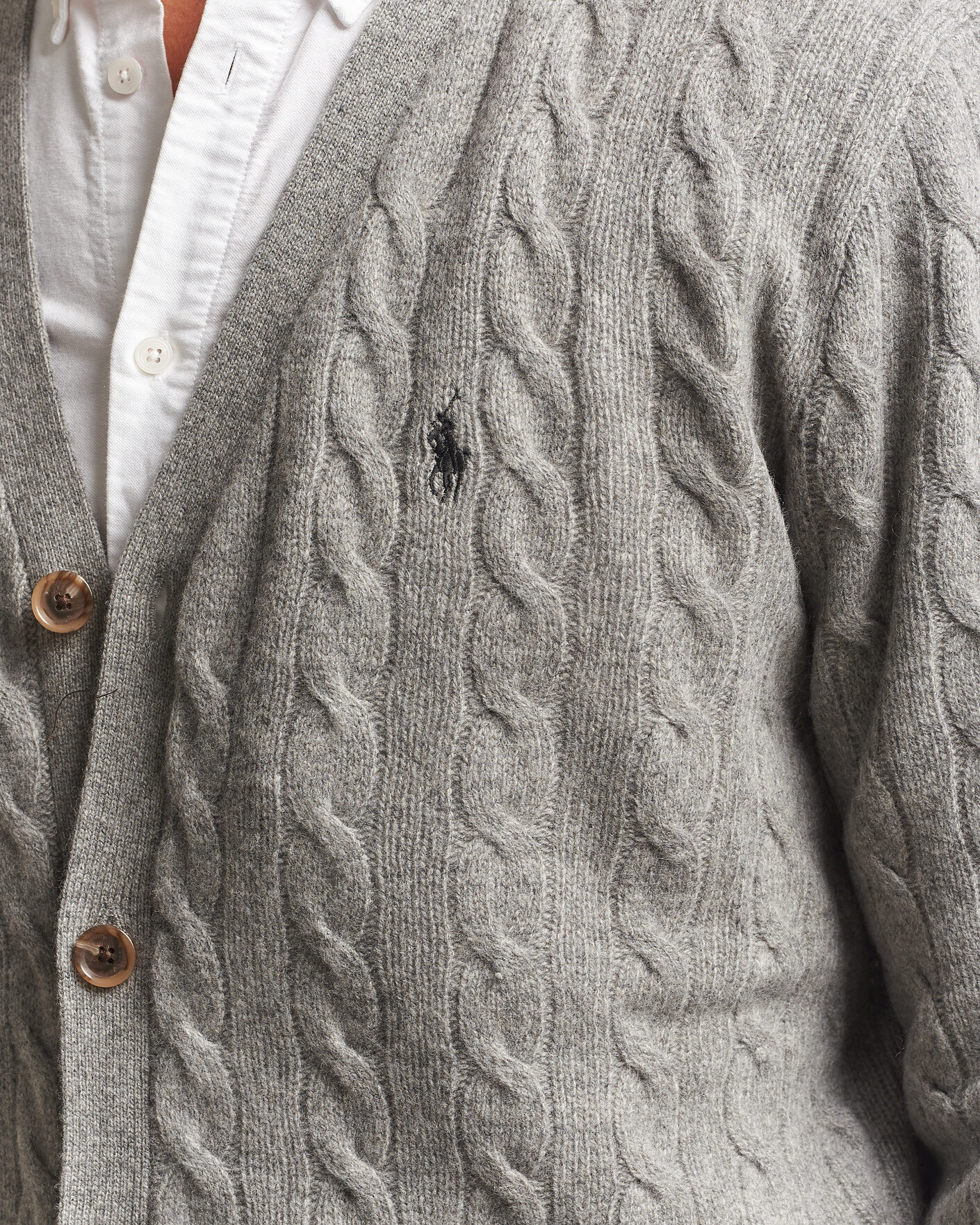 Uomini | Maglieria | Polo Ralph Lauren | Wool/Cashmere Cable Cardigan Fawn Grey Heather