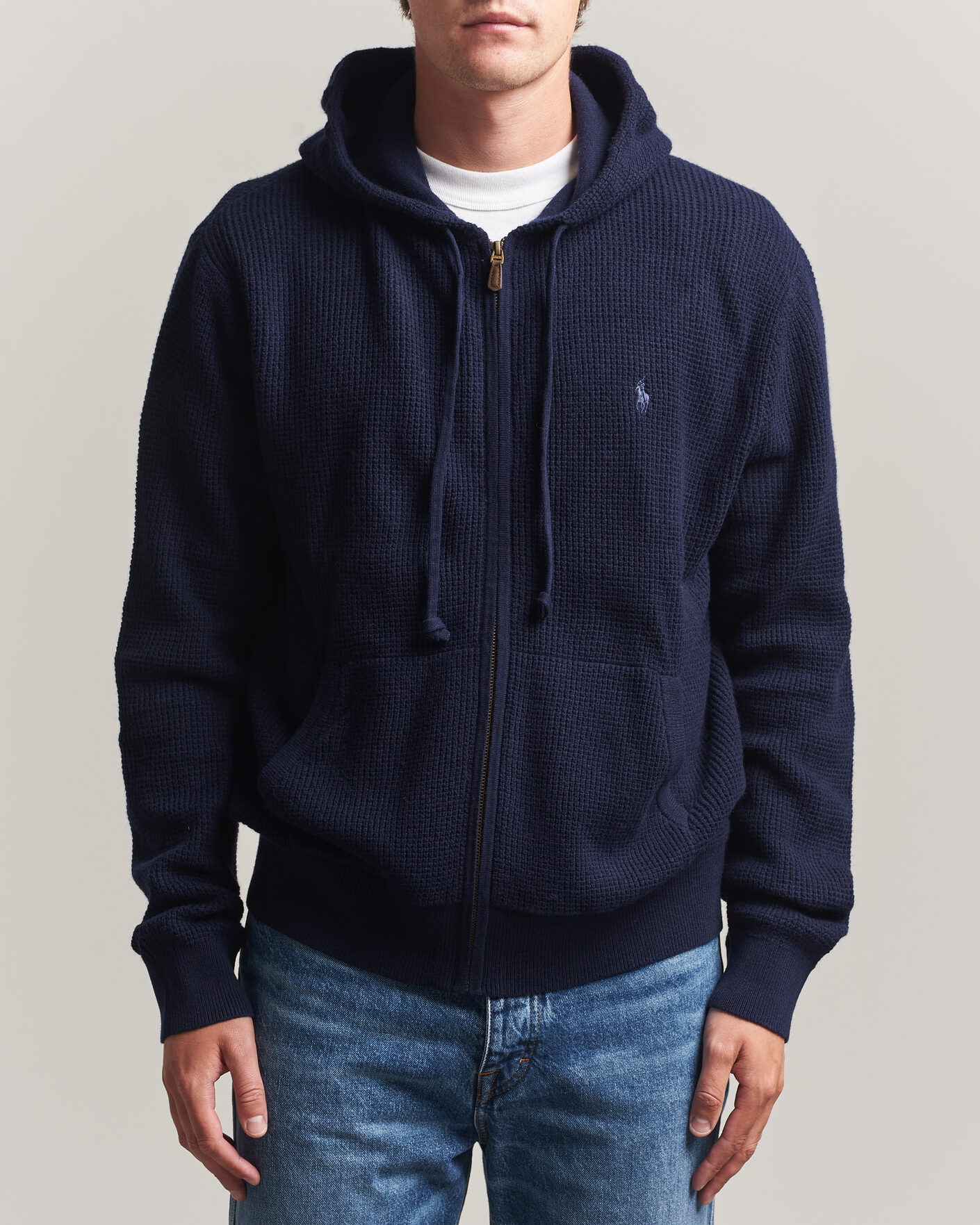 Uomini | Maglieria | Polo Ralph Lauren | Cotton/Wool Full-Zip Hoodie Hunter Navy