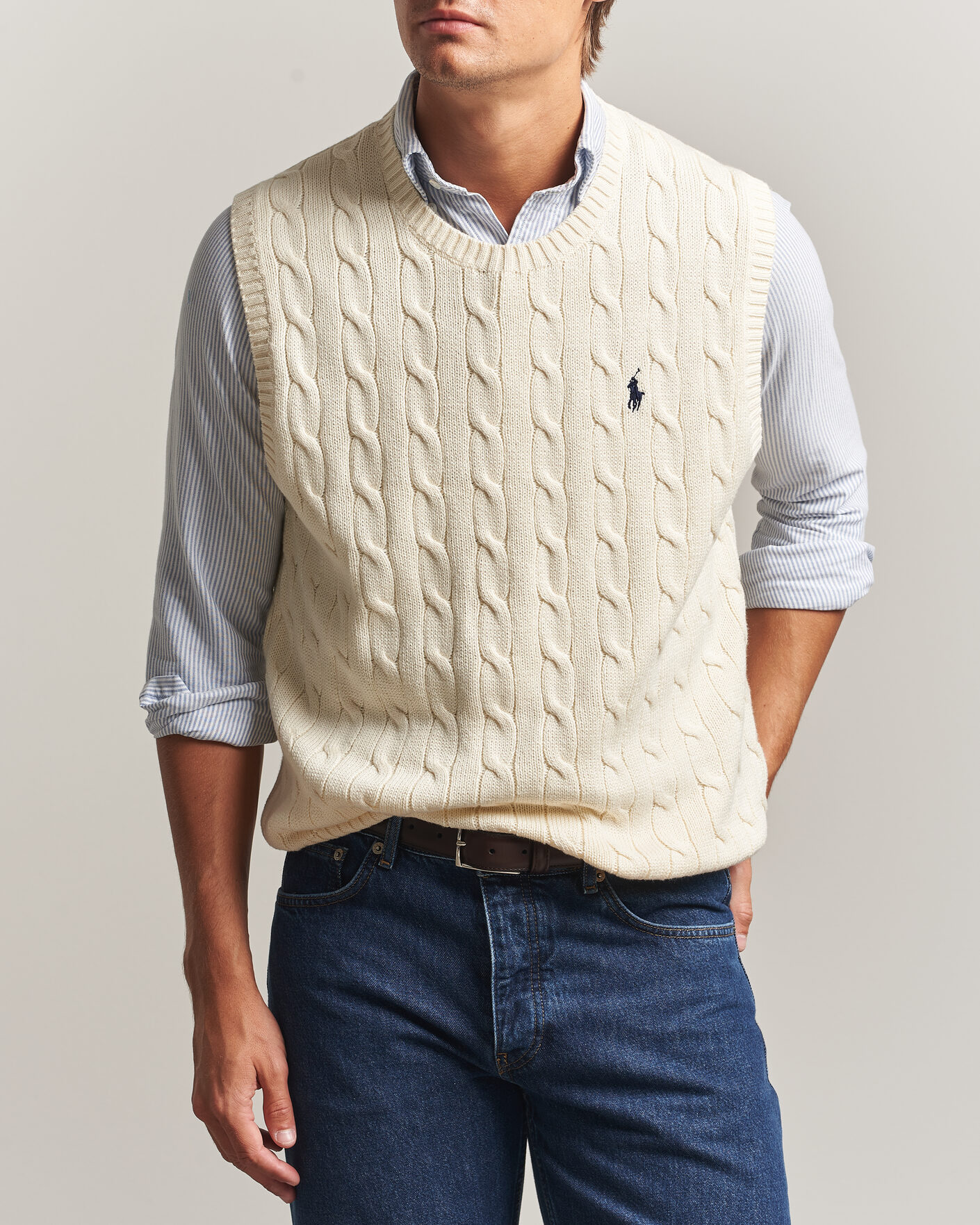Uomini | Maglieria | Polo Ralph Lauren | Cotton Cable Vest Andover Cream