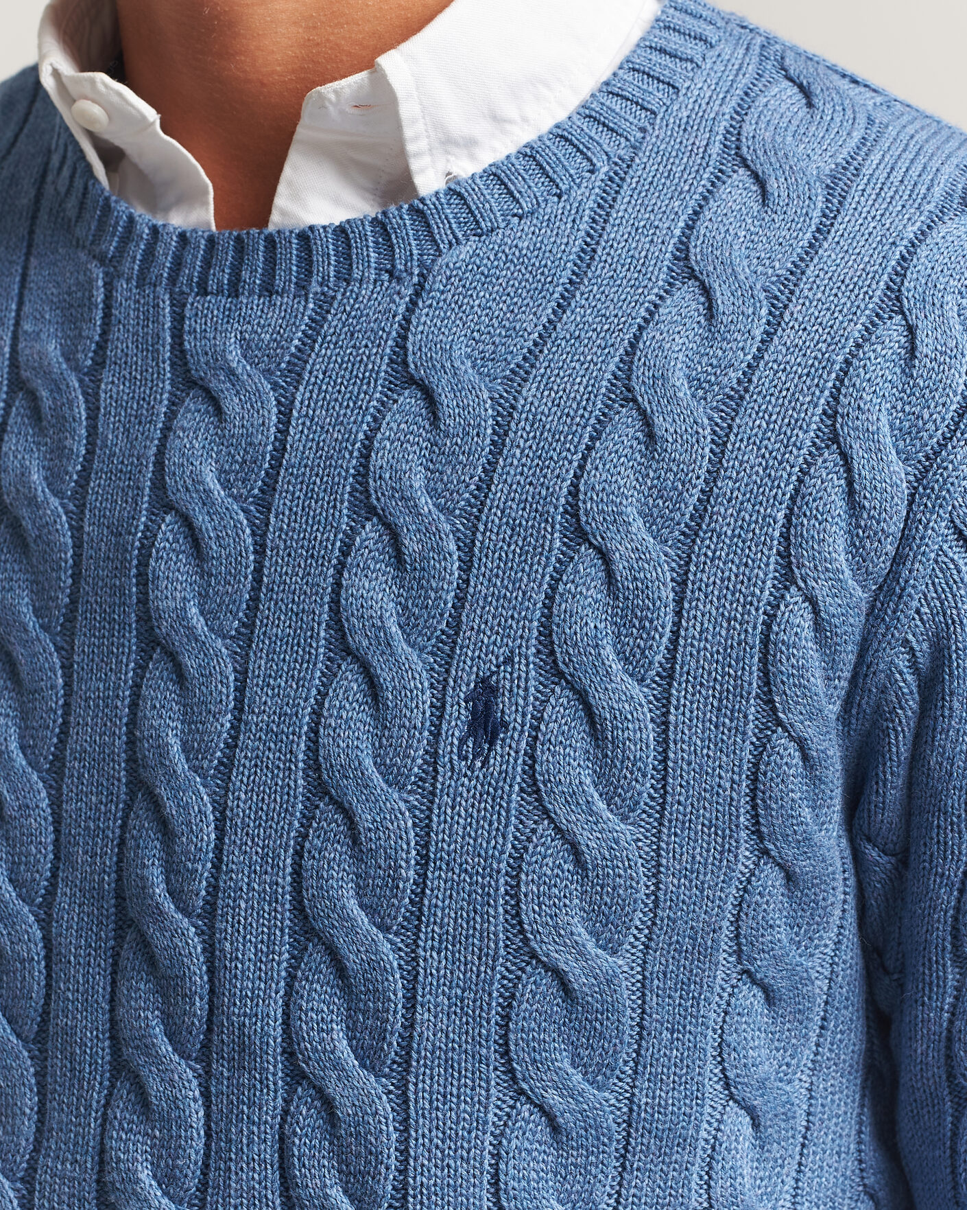 Uomini | Maglieria | Polo Ralph Lauren | Cotton Cable Pullover Blue Borage Heather