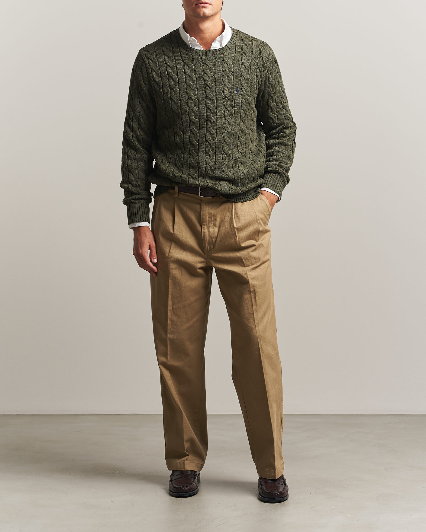 Uomini | Maglieria | Polo Ralph Lauren | Cotton Cable Pullover  Olive Shrub Heather