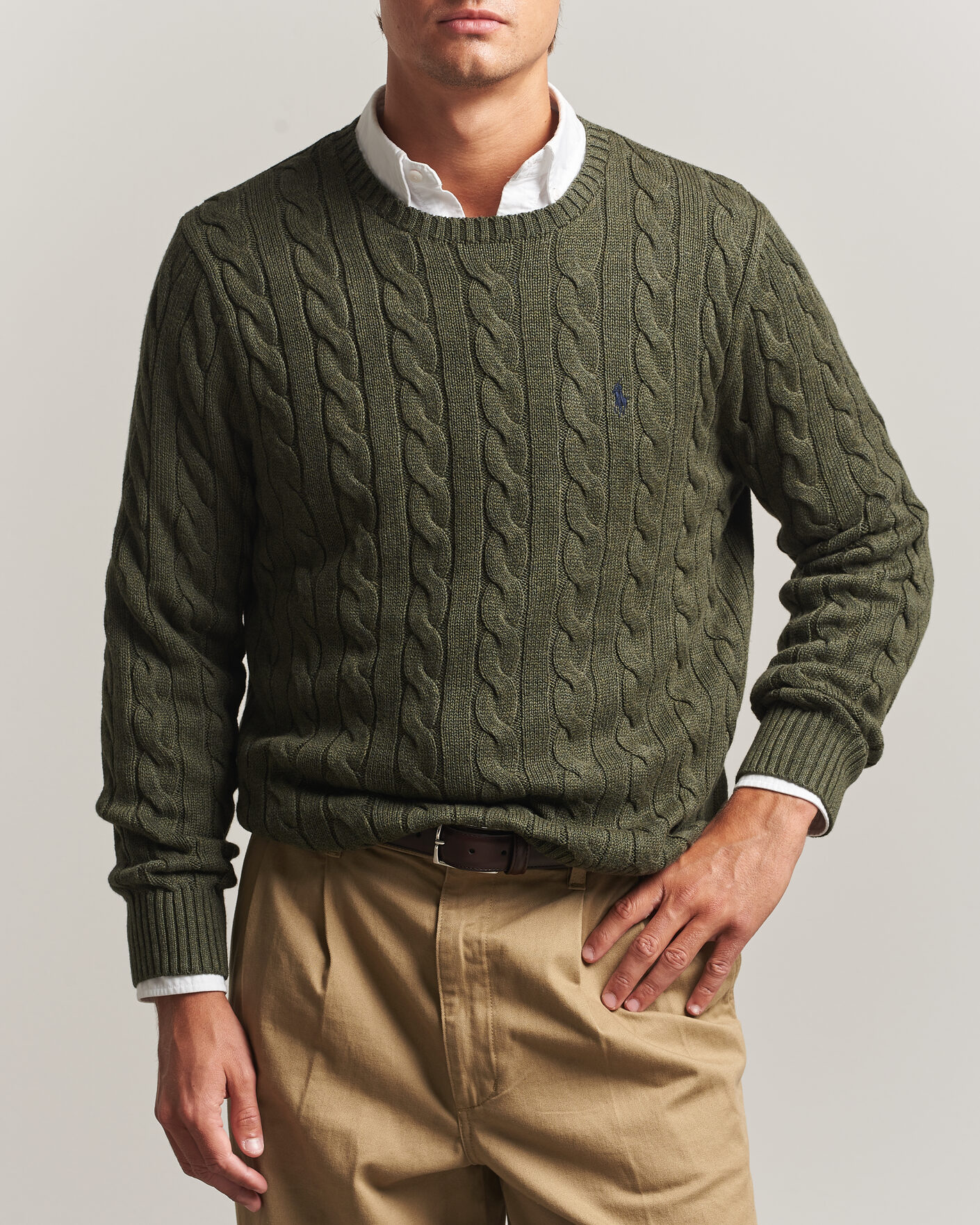 Uomini | Maglieria | Polo Ralph Lauren | Cotton Cable Pullover  Olive Shrub Heather