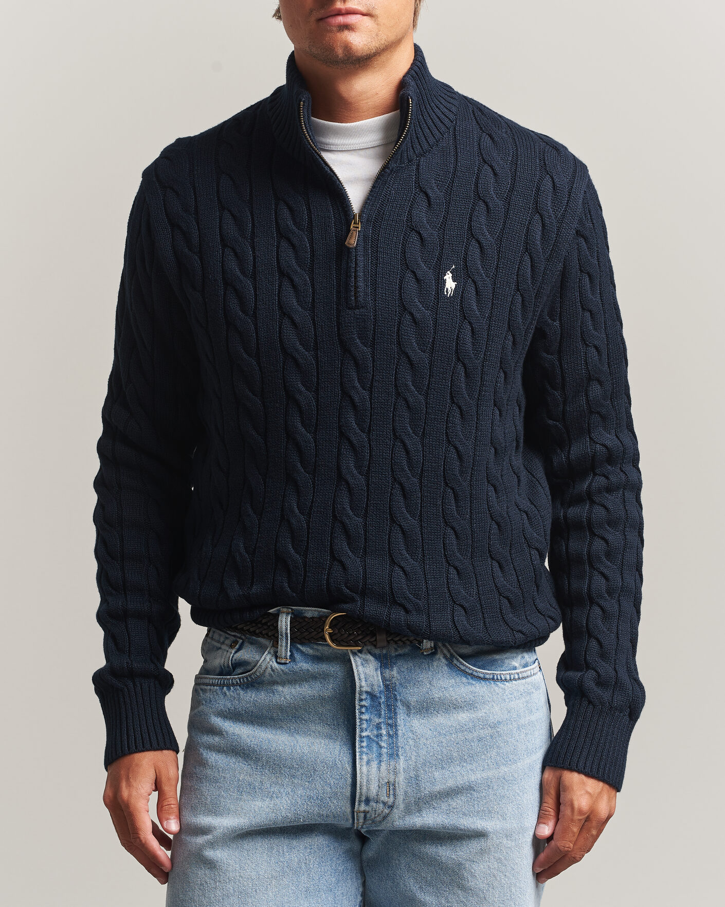 Uomini | Maglieria | Polo Ralph Lauren | Cotton Cable Half Zip Hunter Navy