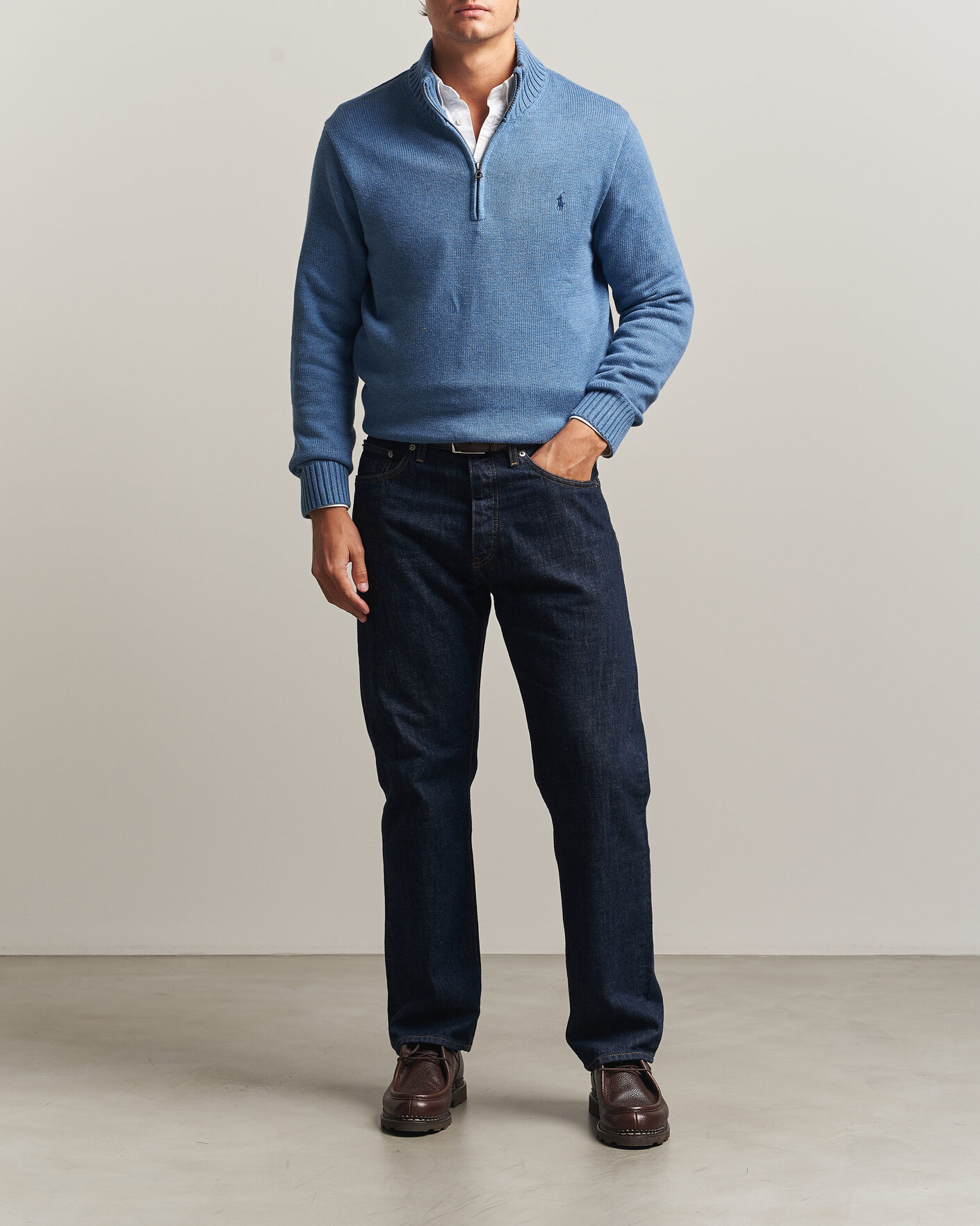 Uomini | Maglieria | Polo Ralph Lauren | Cotton Pullover Half Zip Blue Borage Heather