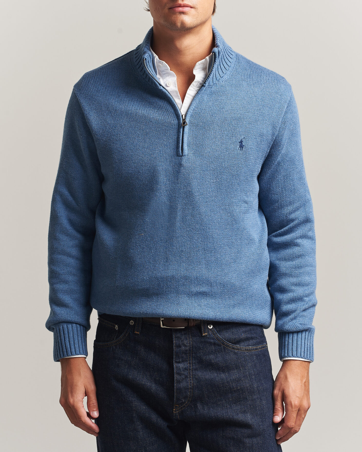 Uomini | Maglieria | Polo Ralph Lauren | Cotton Pullover Half Zip Blue Borage Heather