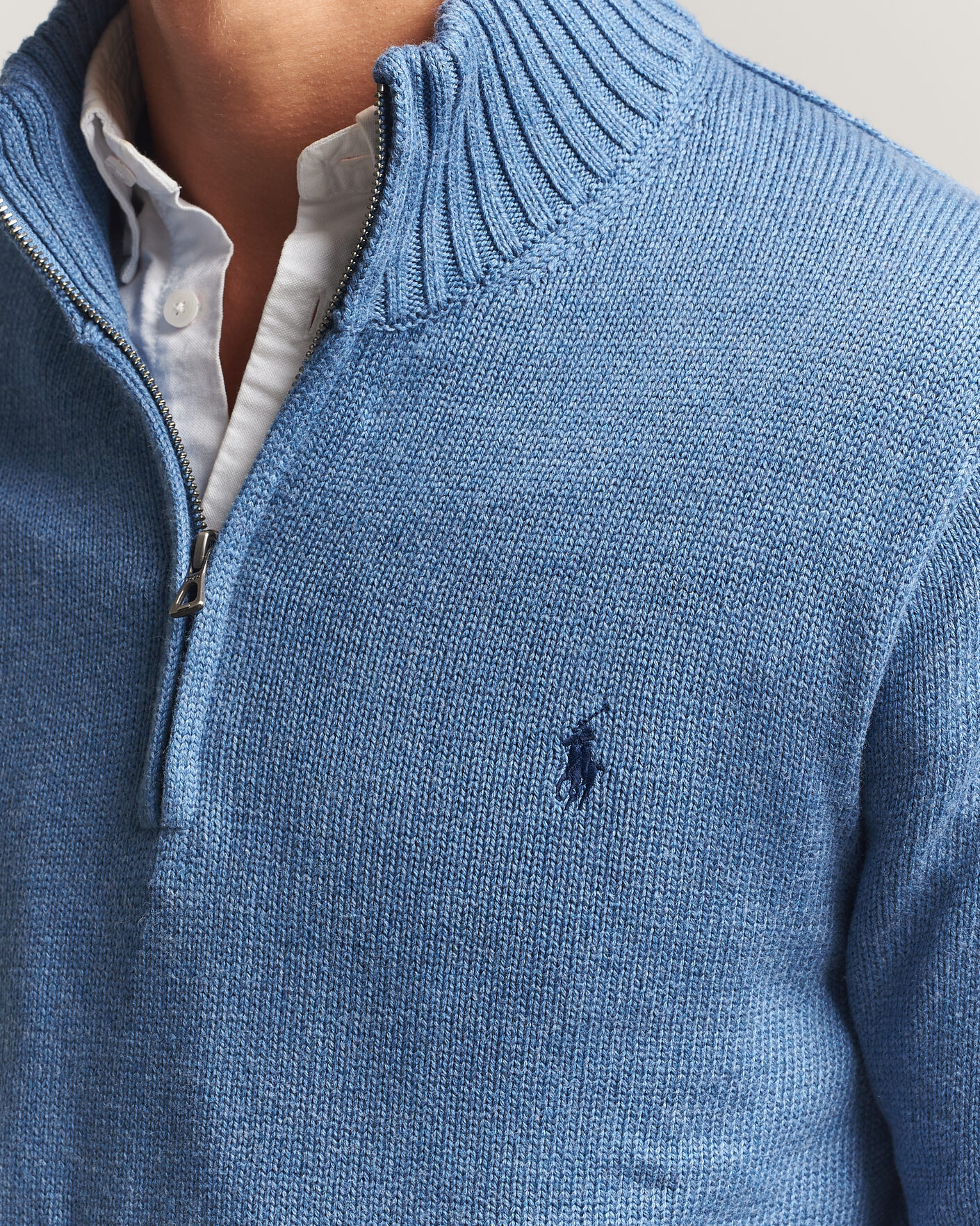 Uomini | Maglieria | Polo Ralph Lauren | Cotton Pullover Half Zip Blue Borage Heather