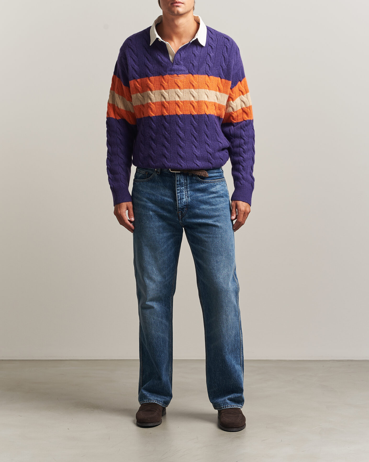 Uomini | Maglieria | Polo Ralph Lauren | Wool Blend Cable Knitted Polo Purple Combo