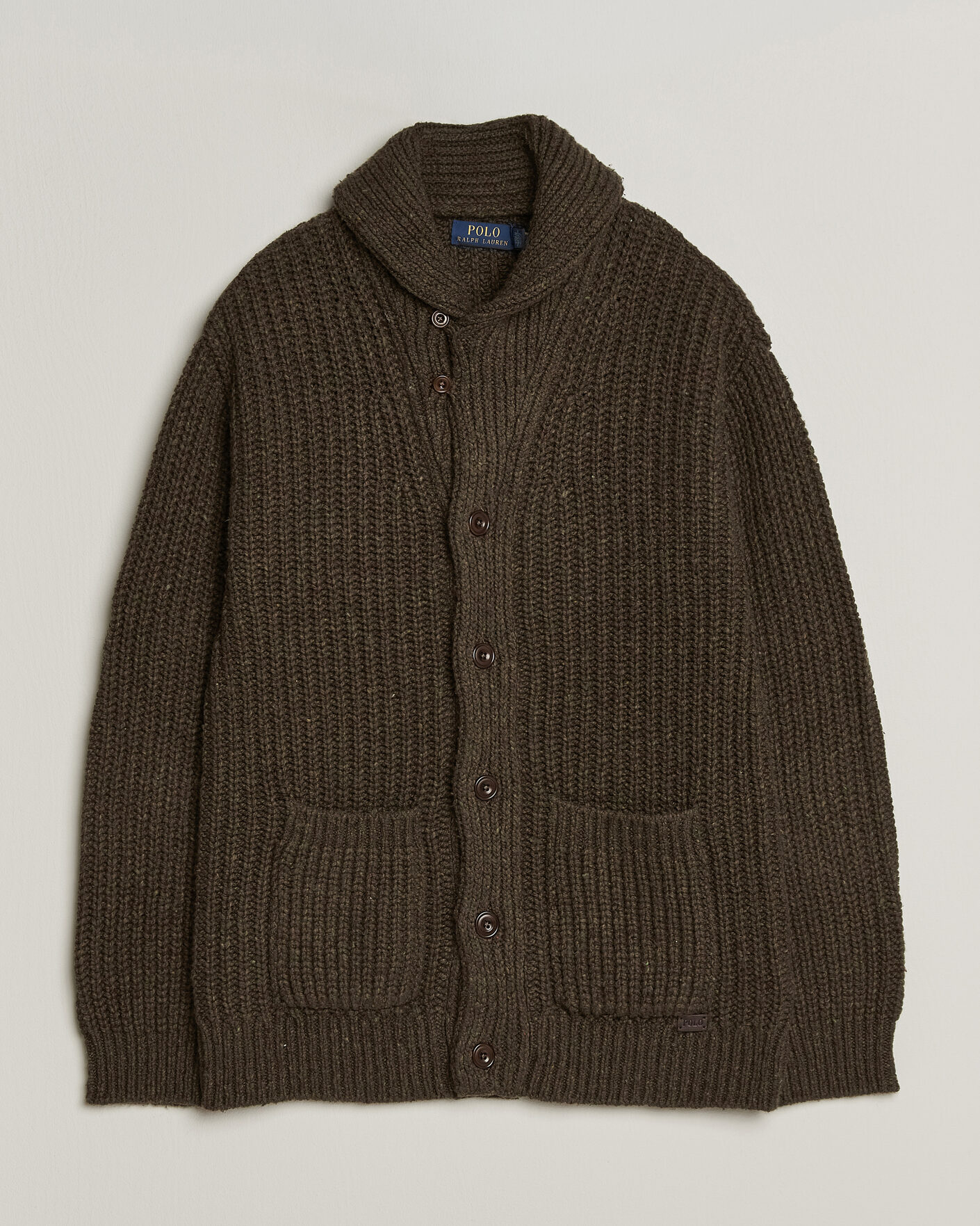 Uomini | Maglieria | Polo Ralph Lauren | Wool Blend Shawl Collar Cardigan Olive Brown Marl