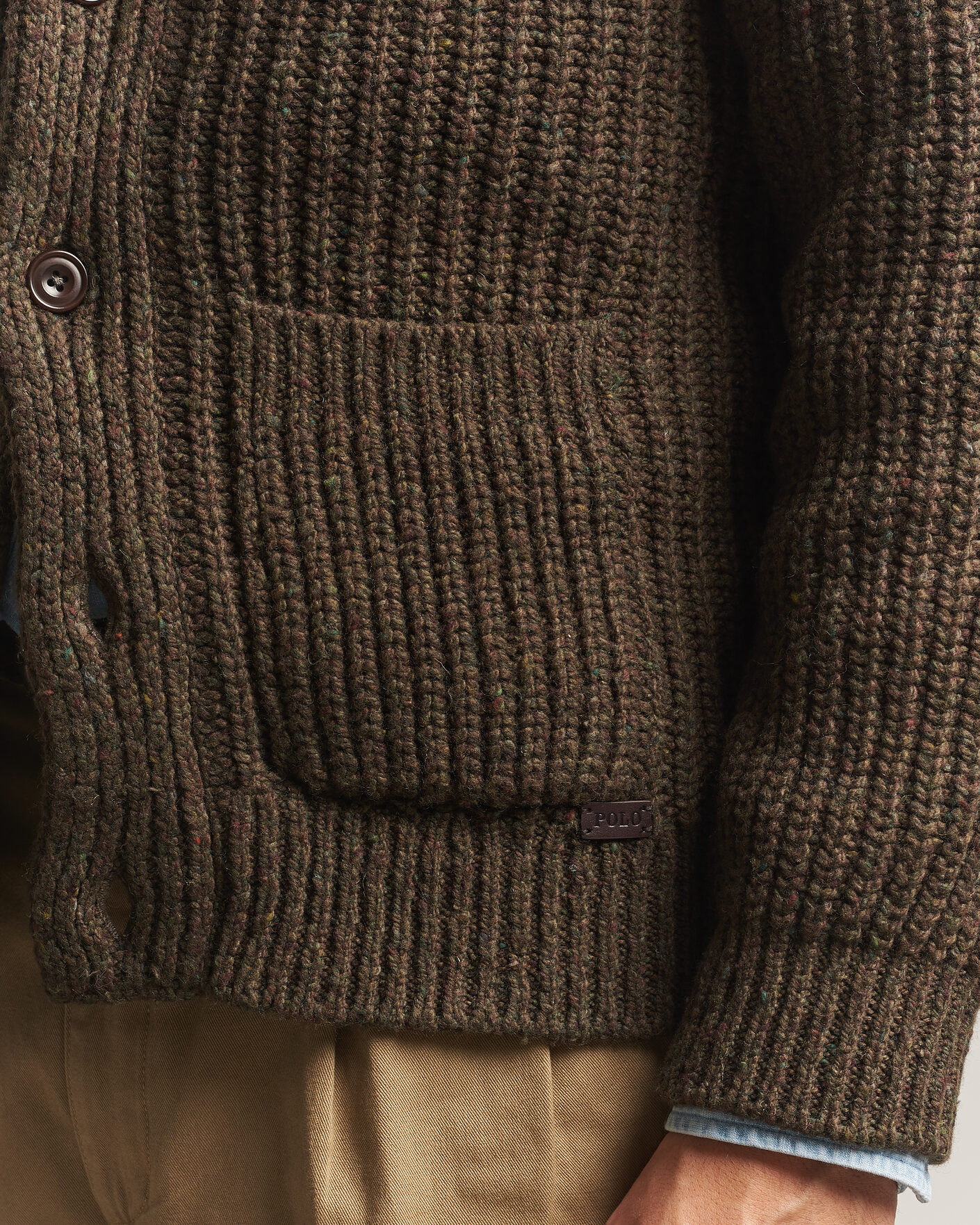 Uomini | Maglieria | Polo Ralph Lauren | Wool Blend Shawl Collar Cardigan Olive Brown Marl