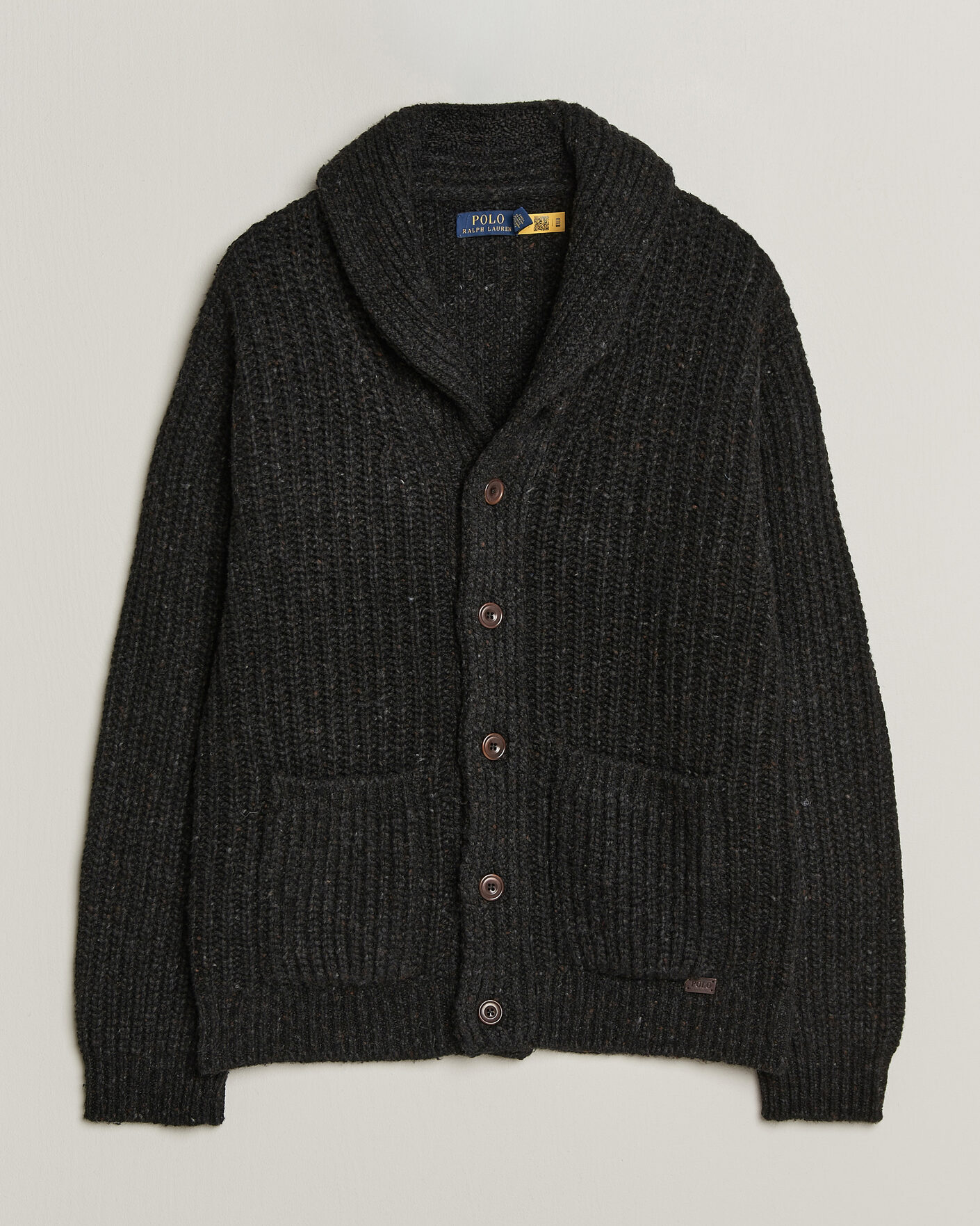 Uomini | Maglieria | Polo Ralph Lauren | Wool Blend Shawl Collar Cardigan Black Marl