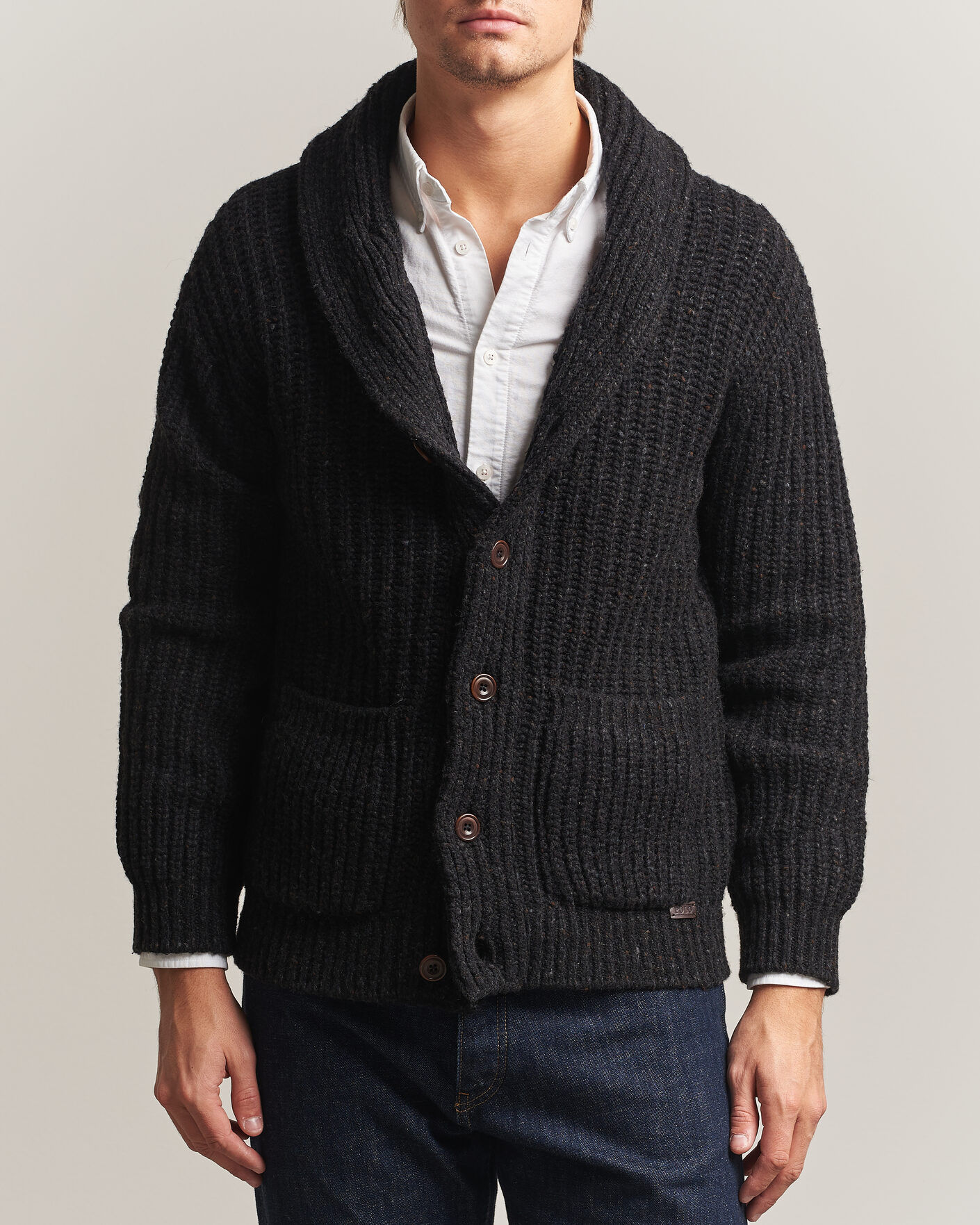 Uomini | Maglieria | Polo Ralph Lauren | Wool Blend Shawl Collar Cardigan Black Marl