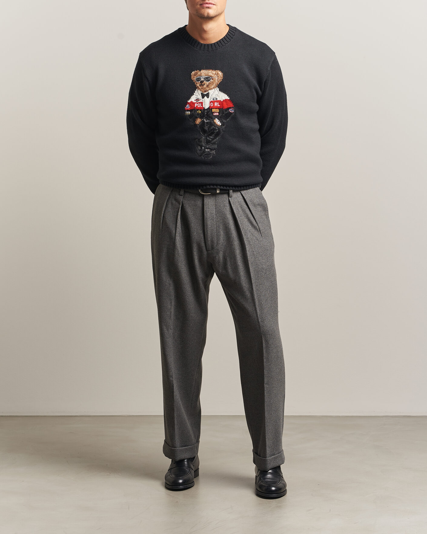 Uomini | Maglieria | Polo Ralph Lauren | Cotton Blend Bear Sweater Polo Black