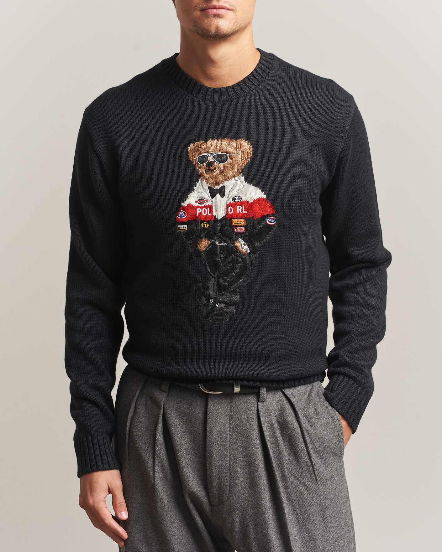 Uomini | Maglieria | Polo Ralph Lauren | Cotton Blend Bear Sweater Polo Black