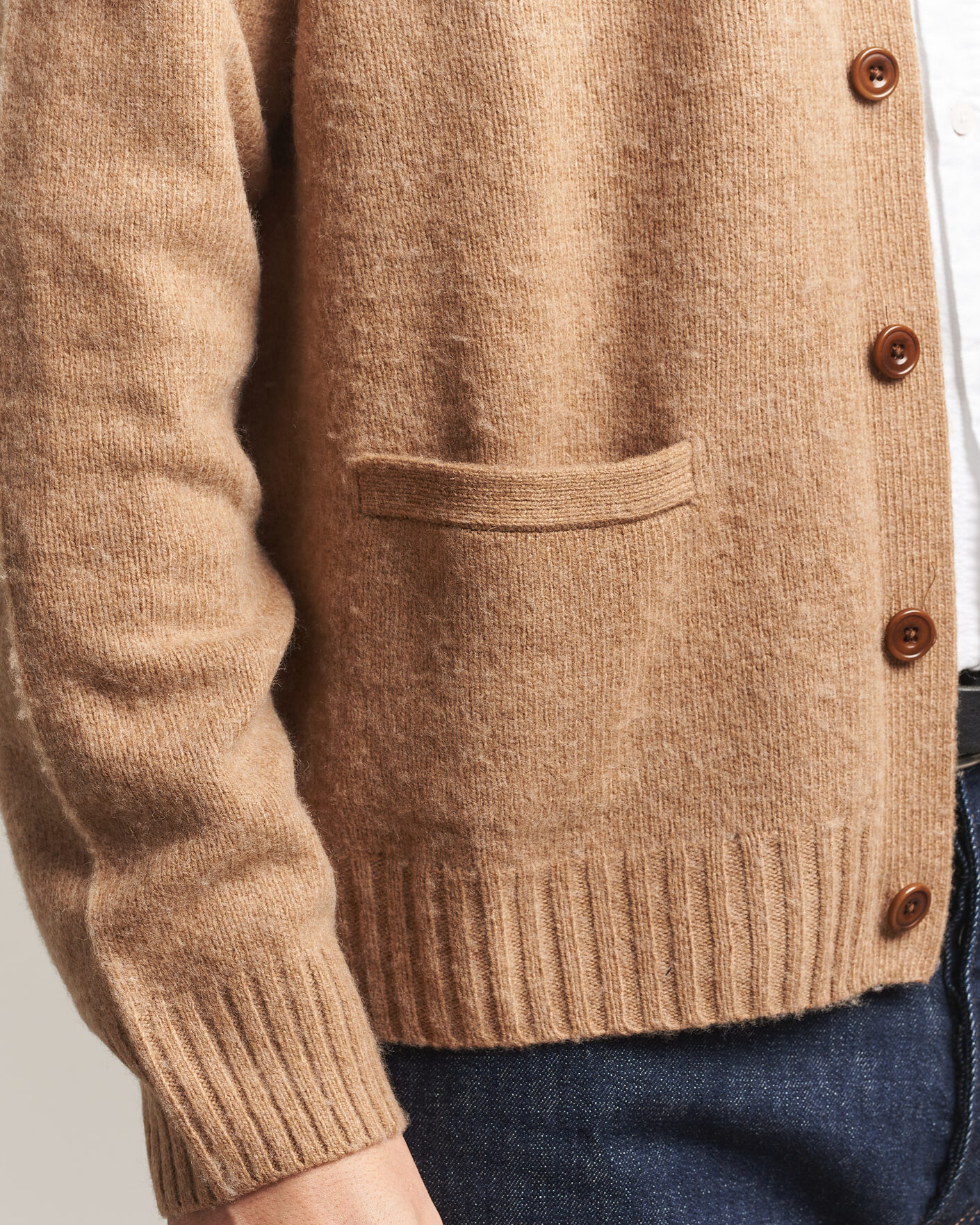 Uomini | Maglieria | Polo Ralph Lauren | Wool/Cashmere Patch Cardigan Crouton Tan Heather
