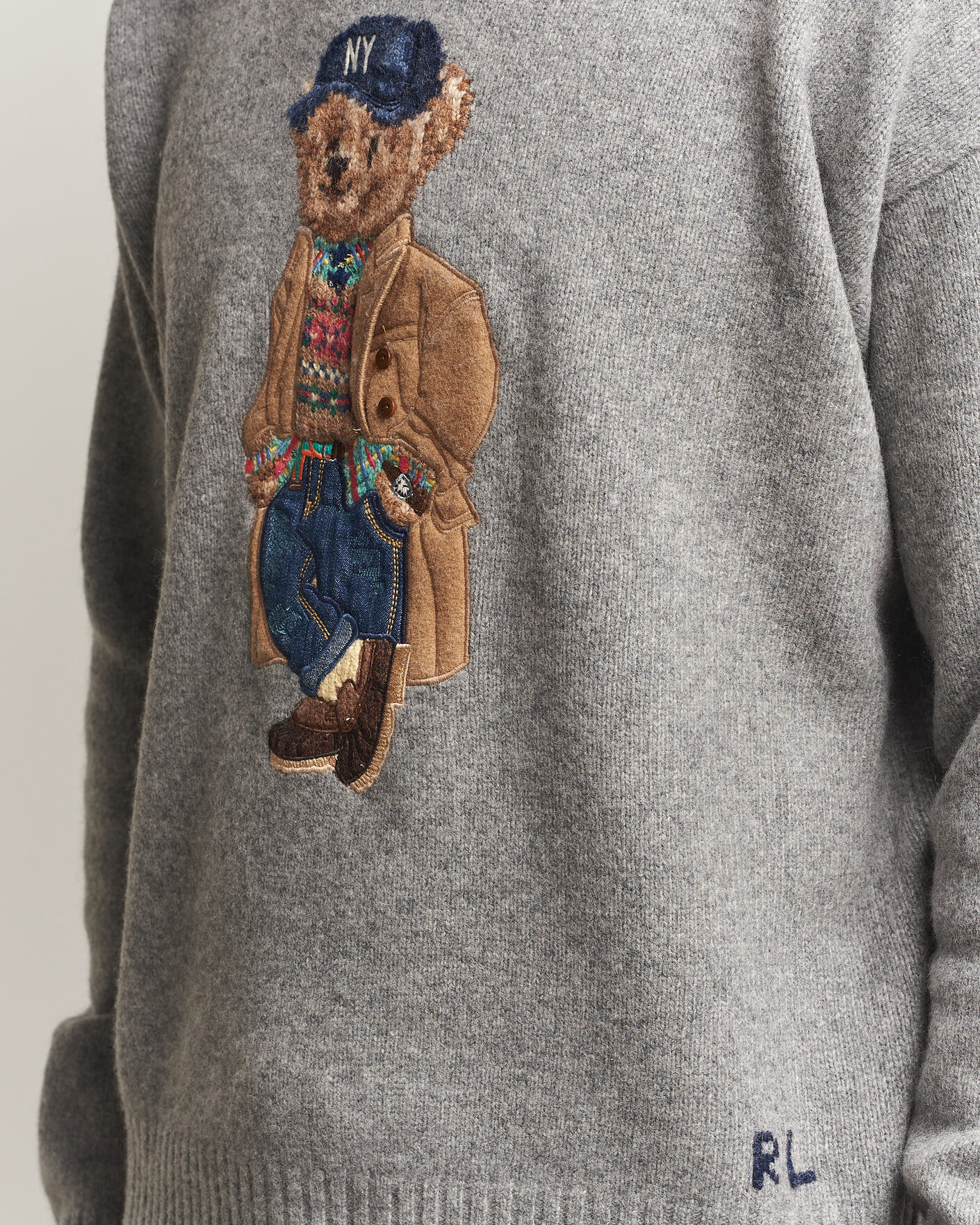 Uomini | Maglieria | Polo Ralph Lauren | Wool Blend Bear Sweater Grey Combo