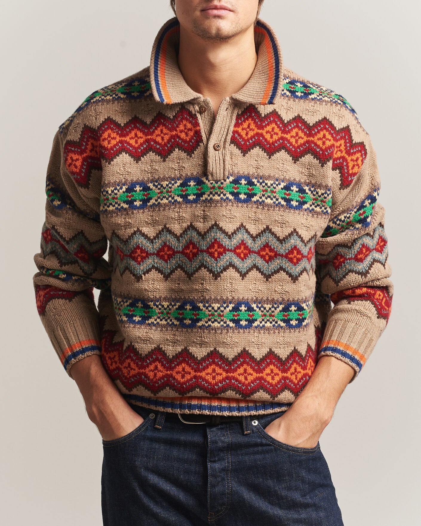 Uomini | Maglieria | Polo Ralph Lauren | Litchfield Wool Blend Sweater Tan Multi
