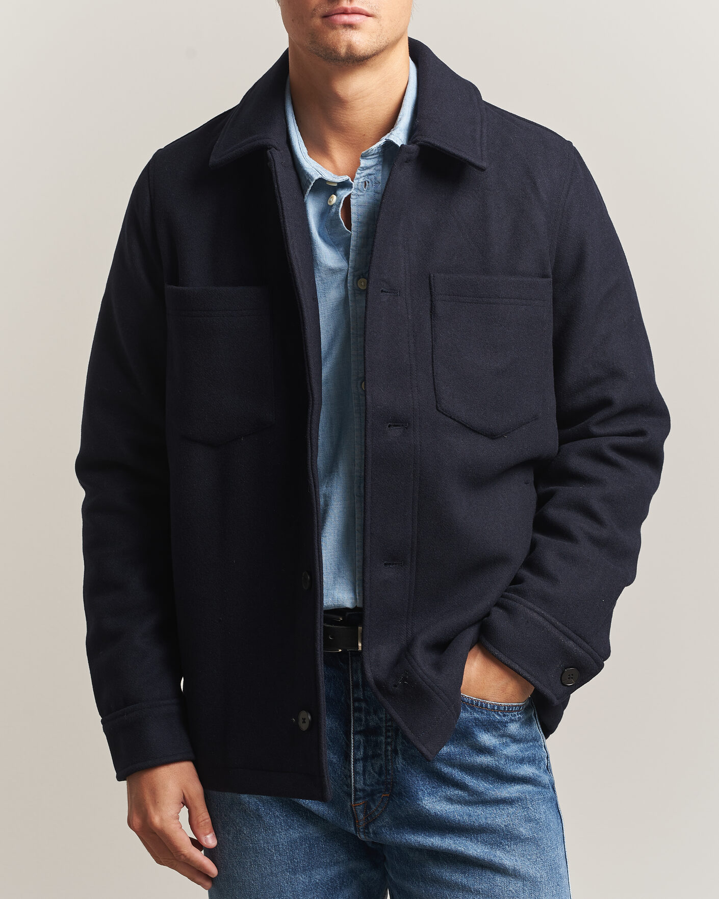 Uomini | Giacche | Samsøe Samsøe | Pally Padded Shirt Jacket Salute Navy
