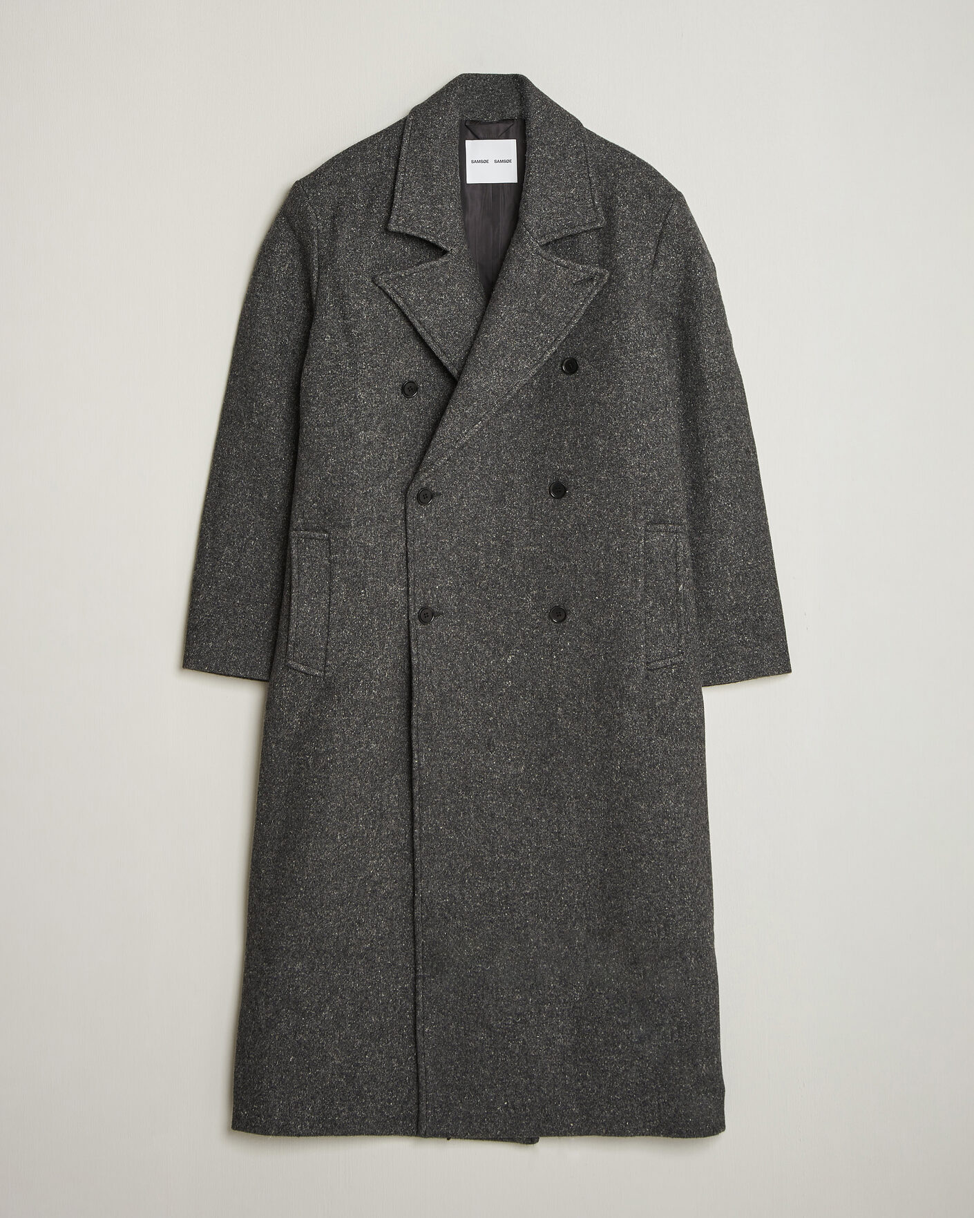Uomini | Giacche | Samsøe Samsøe | Vince Wool Double Breasted Coat Dark Grey Melange
