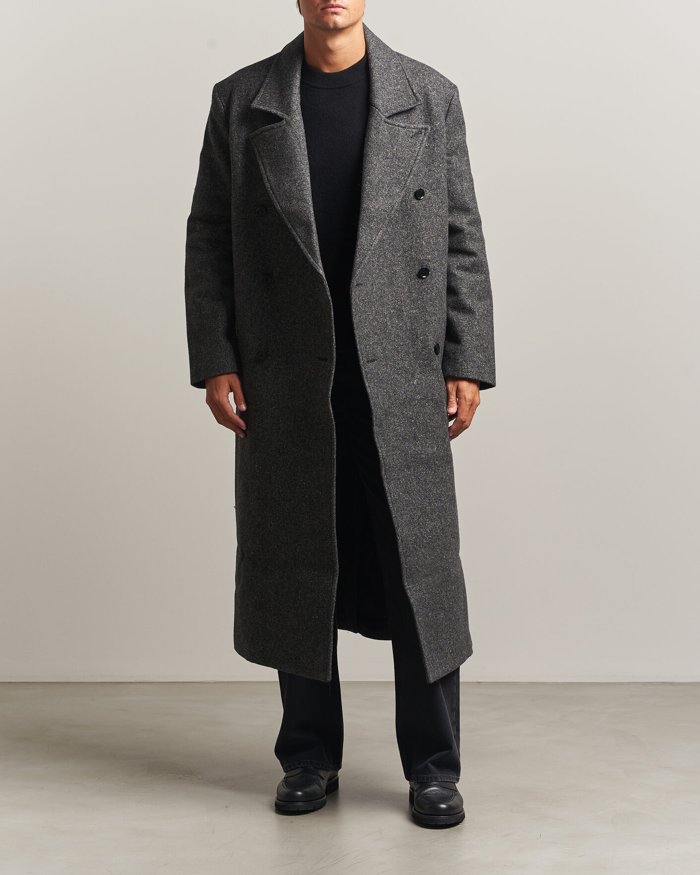 Uomini | Giacche | Samsøe Samsøe | Vince Wool Double Breasted Coat Dark Grey Melange