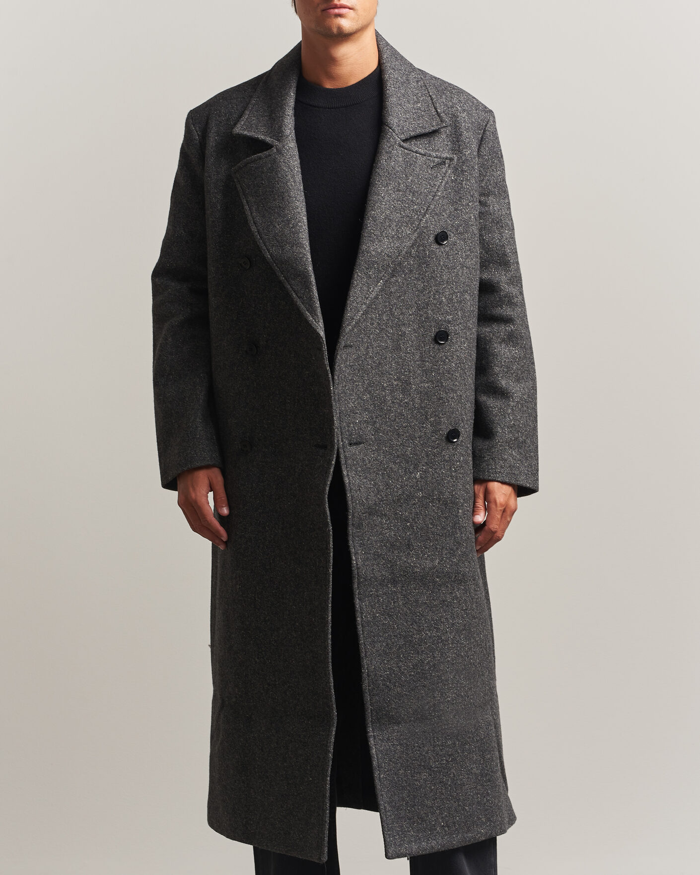 Uomini | Giacche | Samsøe Samsøe | Vince Wool Double Breasted Coat Dark Grey Melange