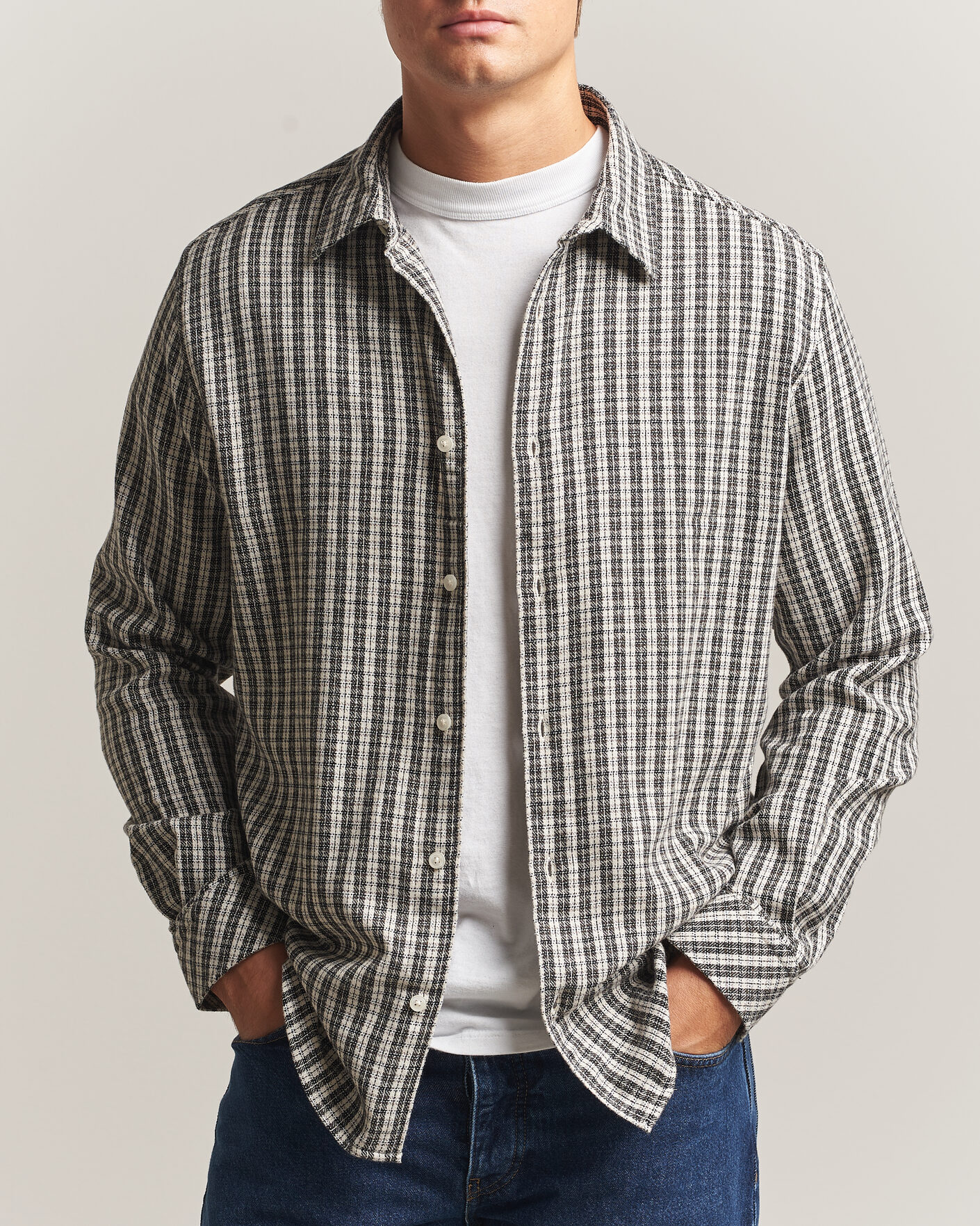 Uomini | Camicie | Samsøe Samsøe | Ryan Brushed Cotton Checked Shirt Brown