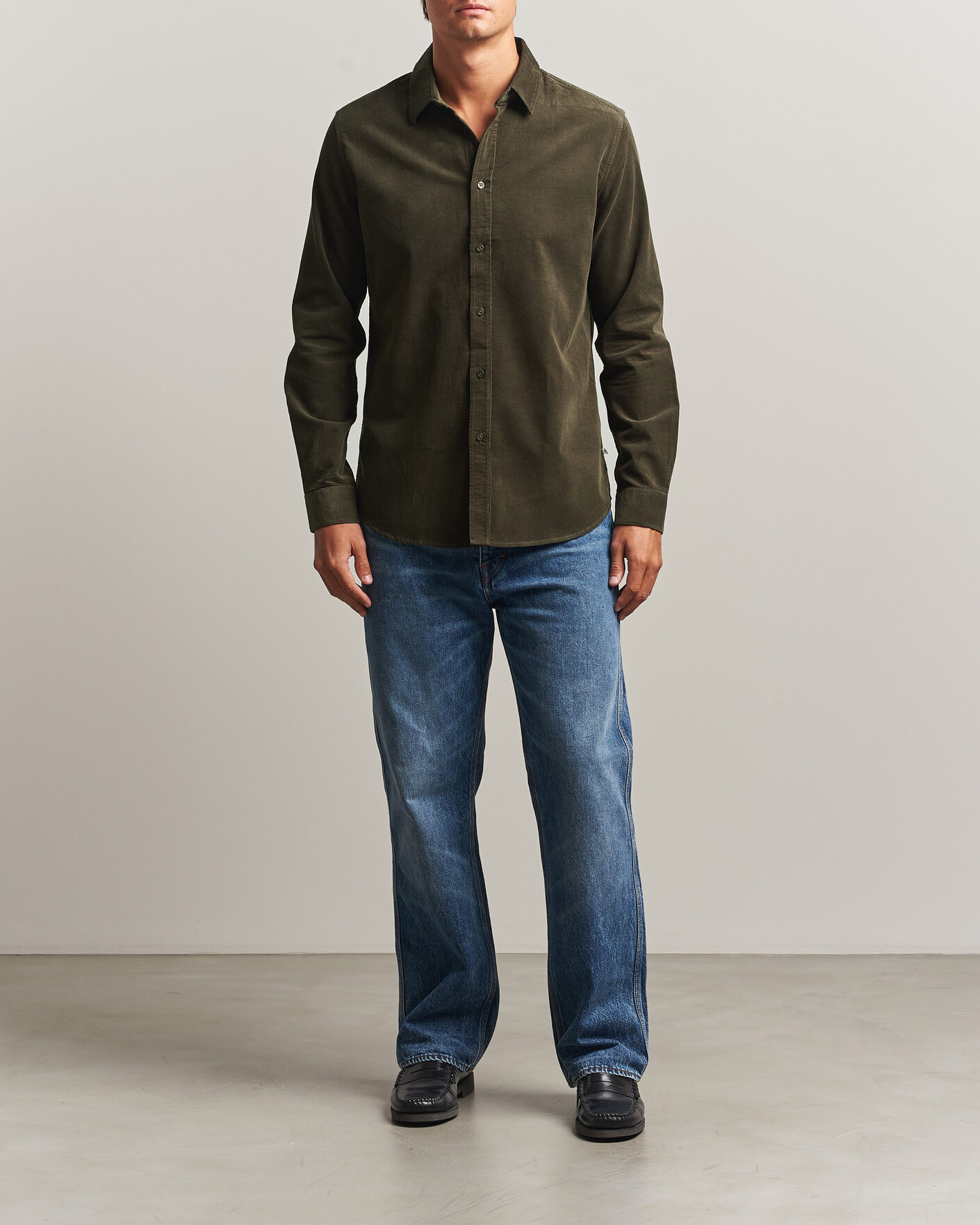 Uomini | Camicie | Samsøe Samsøe | Liam Baby Cord Shirt Forest Night