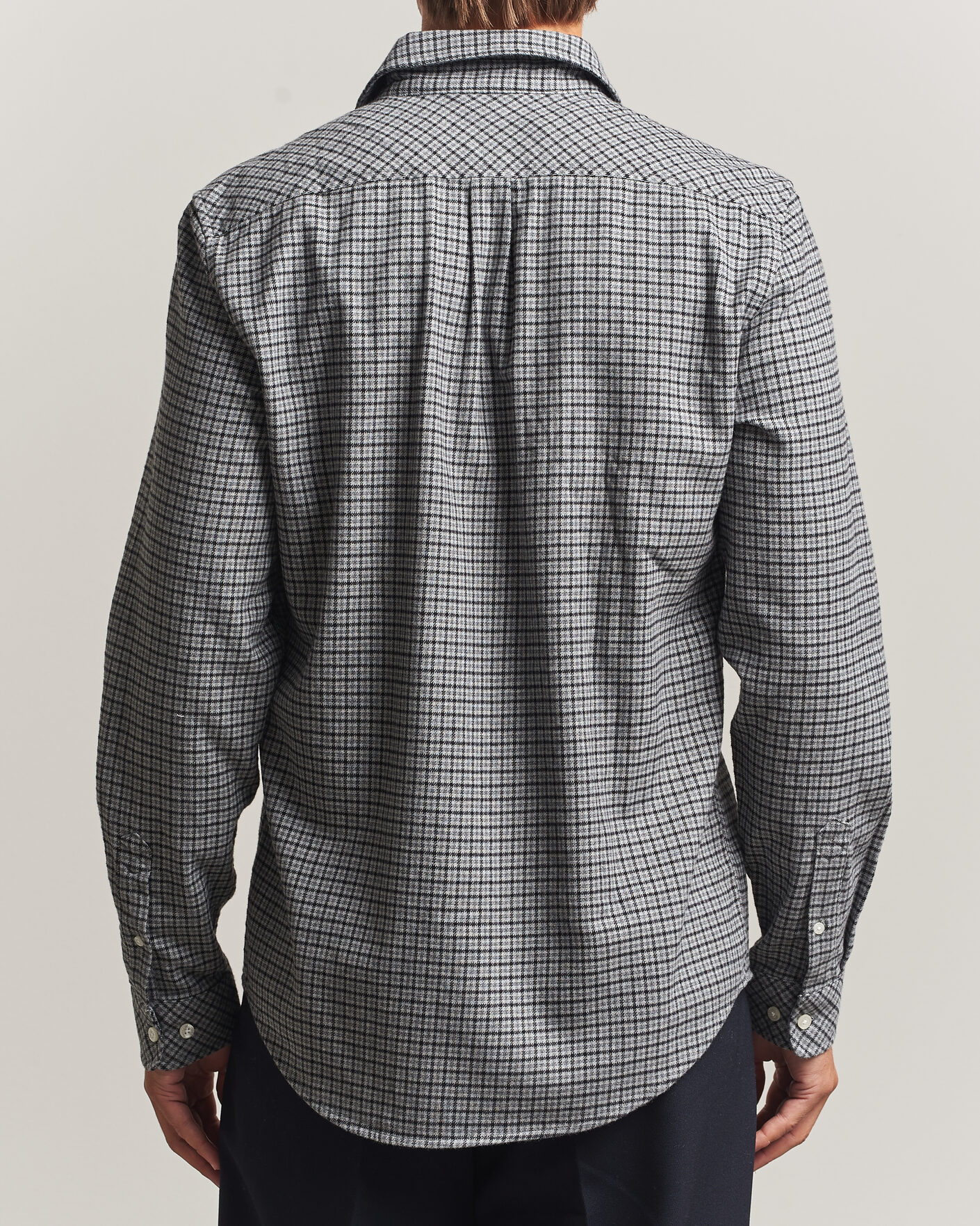 Uomini | Camicie | Samsøe Samsøe | Liam Brushed Cotton Checked Shirt Grey Melange