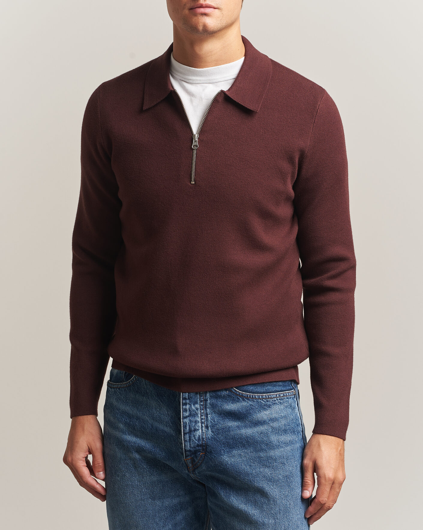 Uomini | Maglieria | Samsøe Samsøe | Guna Half Zip Bitter Chocolate