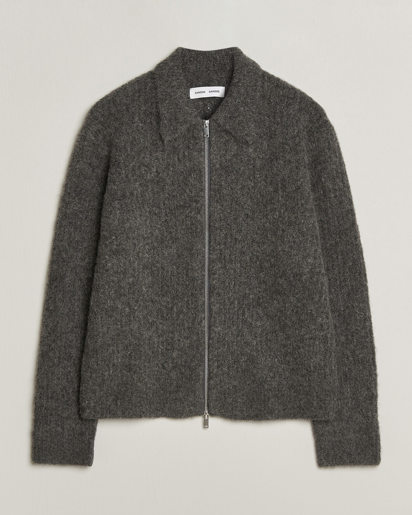 Uomini | Maglieria | Samsøe Samsøe | Job Alpaca Knitted Full Zip Dark Grey Melange
