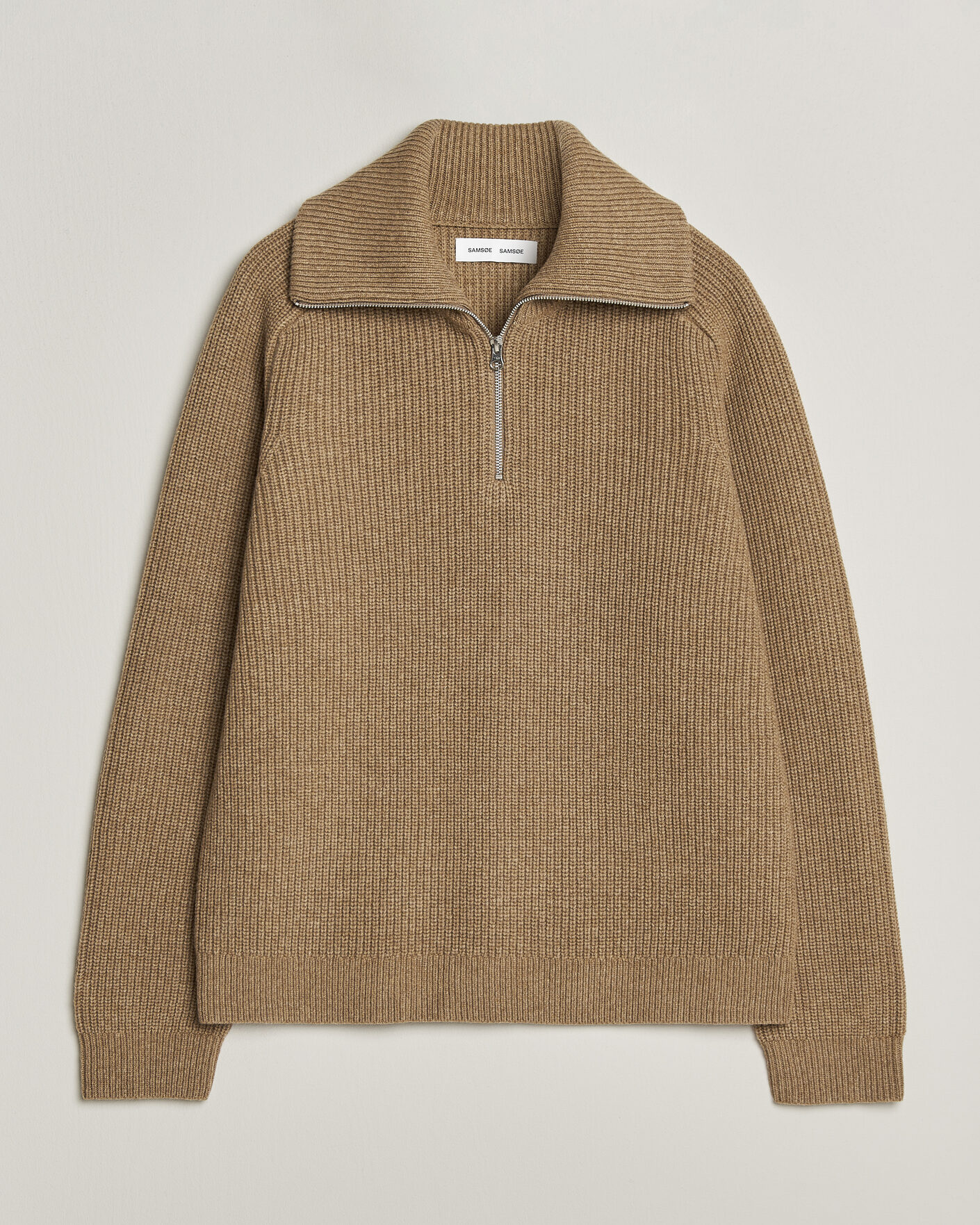 Uomini | Maglieria | Samsøe Samsøe | Rick Wool Heavy Knitted Half Zip Lead Gray