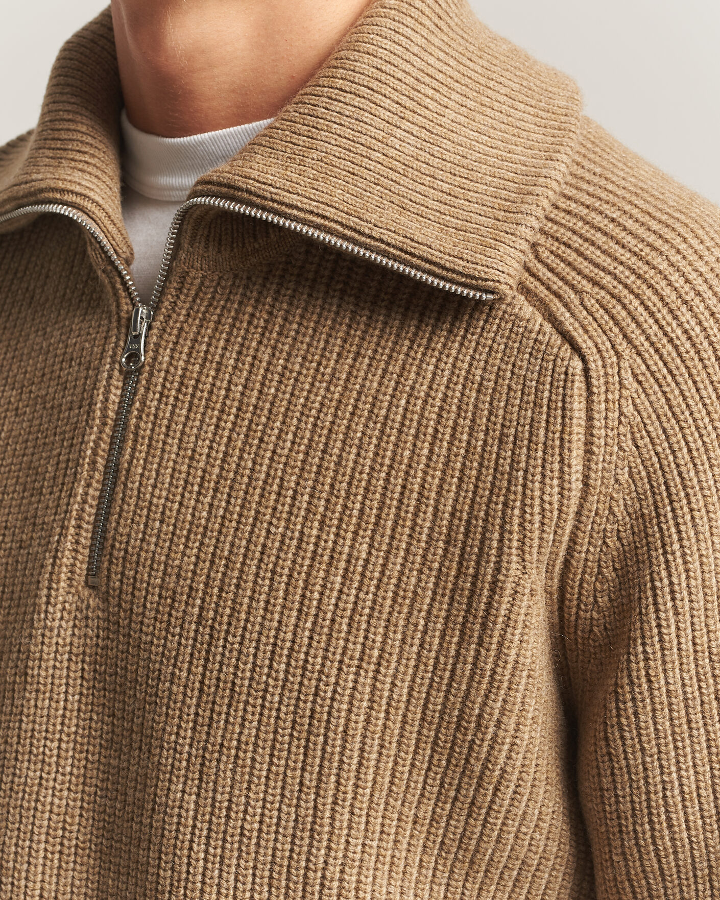 Uomini | Maglieria | Samsøe Samsøe | Rick Wool Heavy Knitted Half Zip Lead Gray