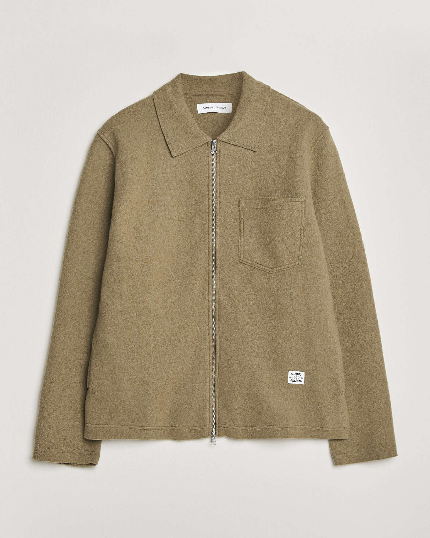 Uomini | Maglieria | Samsøe Samsøe | Hannes Boiled Wool Full Zip Lead Gray