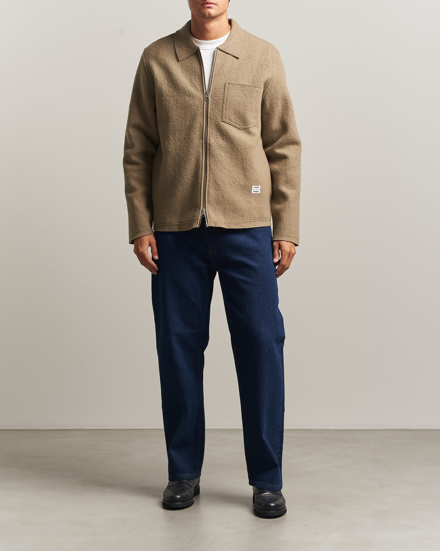 Uomini | Maglieria | Samsøe Samsøe | Hannes Boiled Wool Full Zip Lead Gray