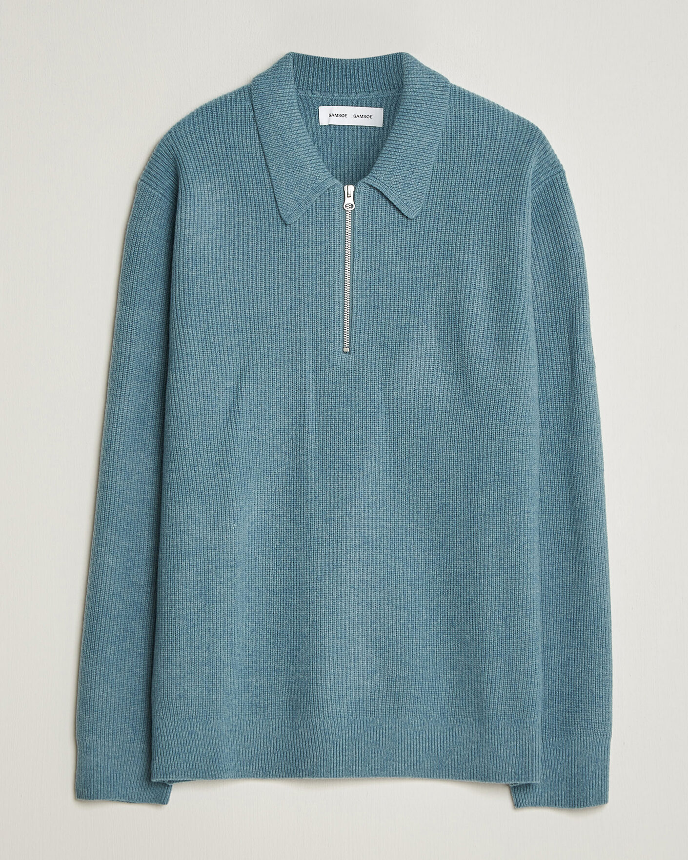 Uomini | Maglieria | Samsøe Samsøe | Isak Knitted Half Zip Polo Stormy Sea