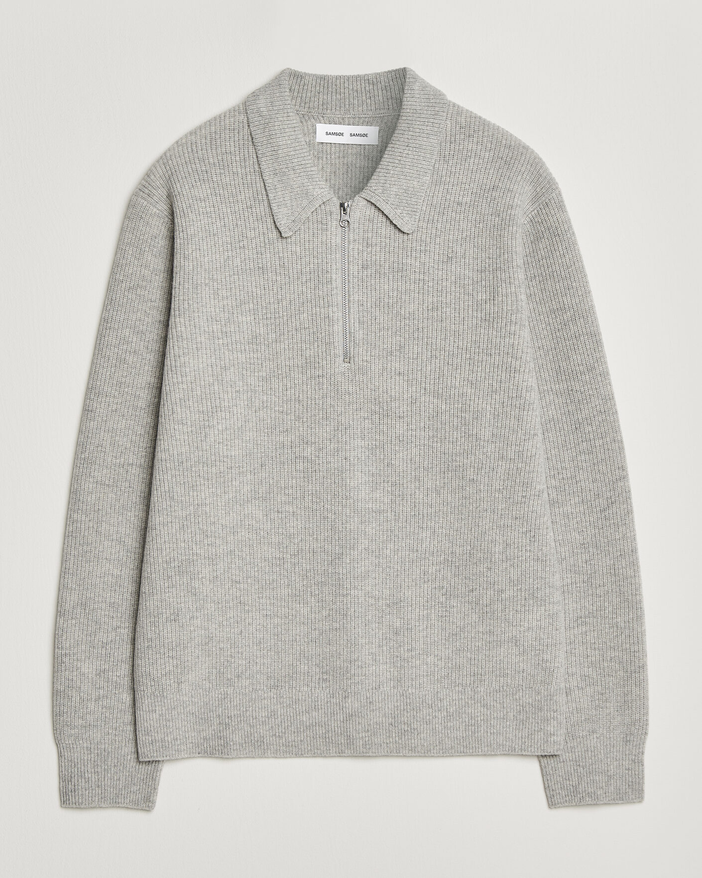 Uomini | Maglieria | Samsøe Samsøe | Isak Knitted Half Zip Polo Grey Melange