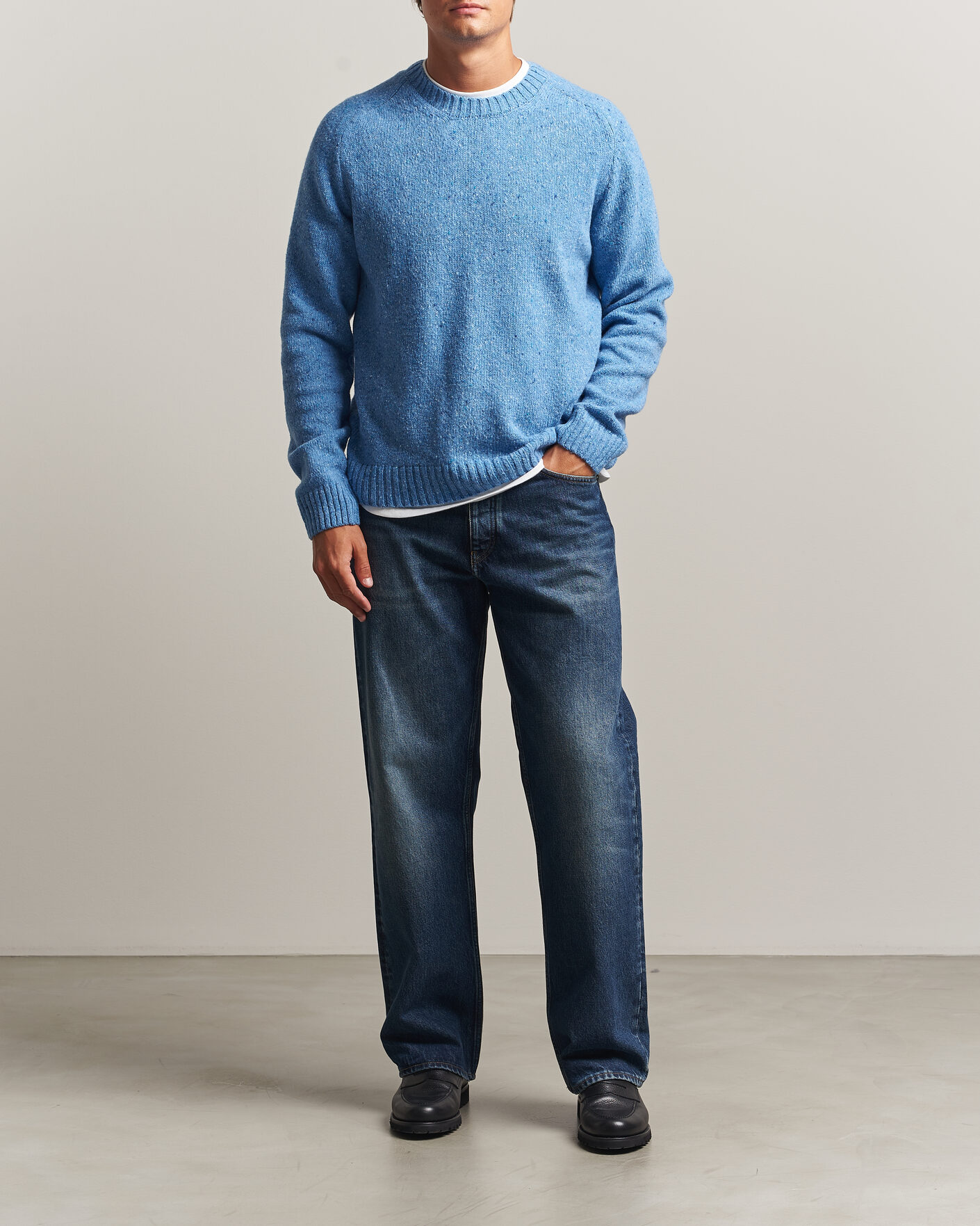 Uomini | Maglieria | Samsøe Samsøe | Nate Donegal Wool Knitted Striped Sweater Cyaneus